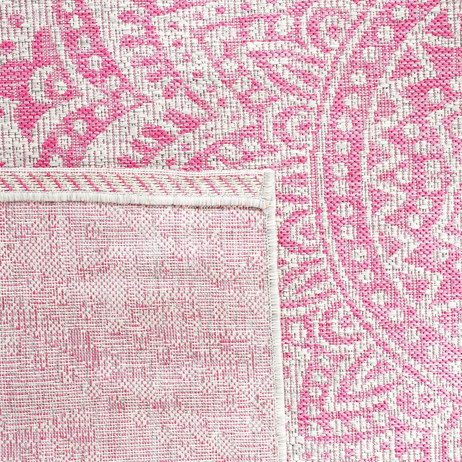 Madelijne Light Grey & Fuchsia Flat Woven Area Rug - 5'3" x 7'6"