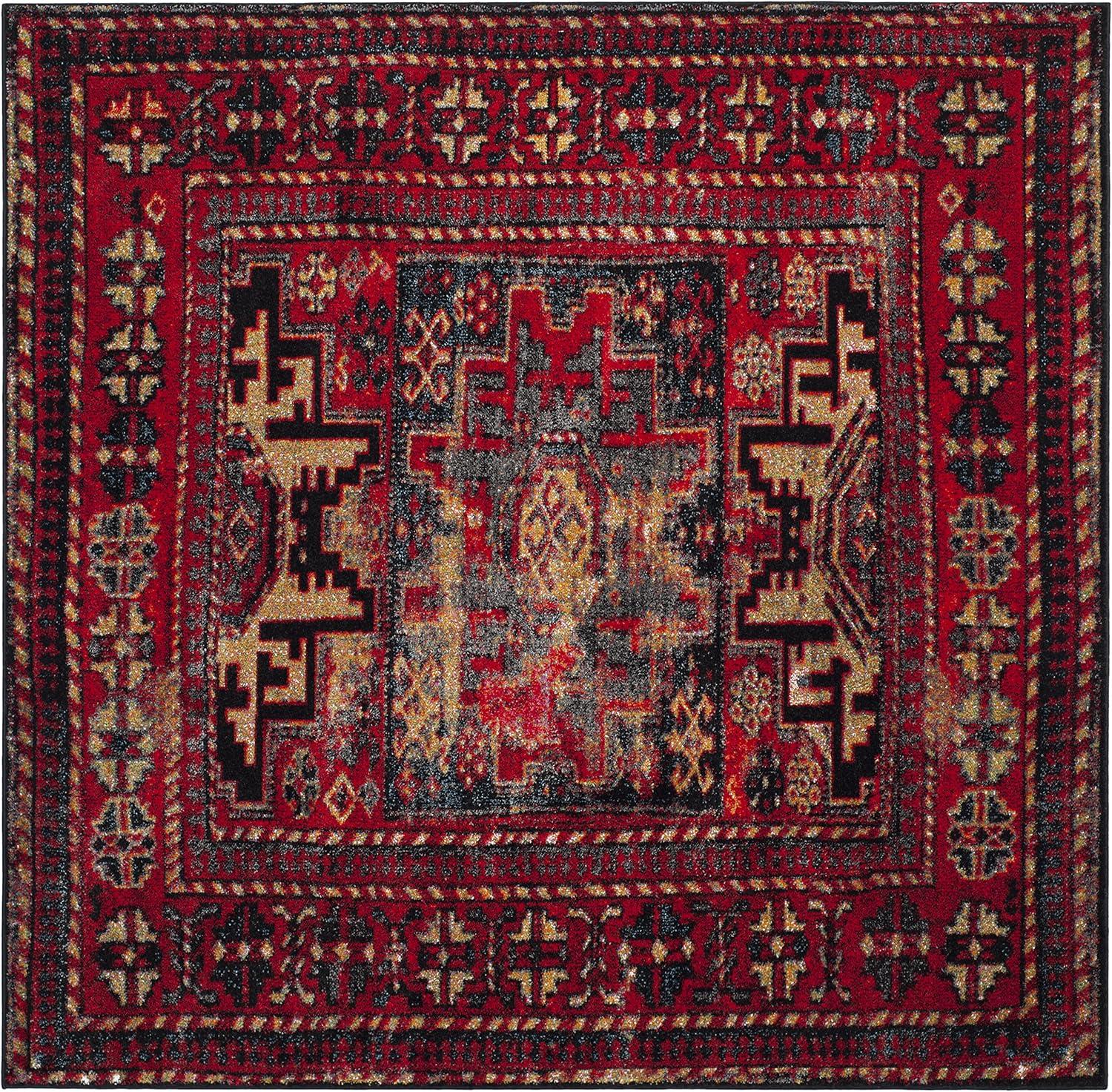 Vintage Hamadan VTH213 Power Loomed Indoor Area Rug - Red/Multi - 5'3"x5'3" - Safavieh.