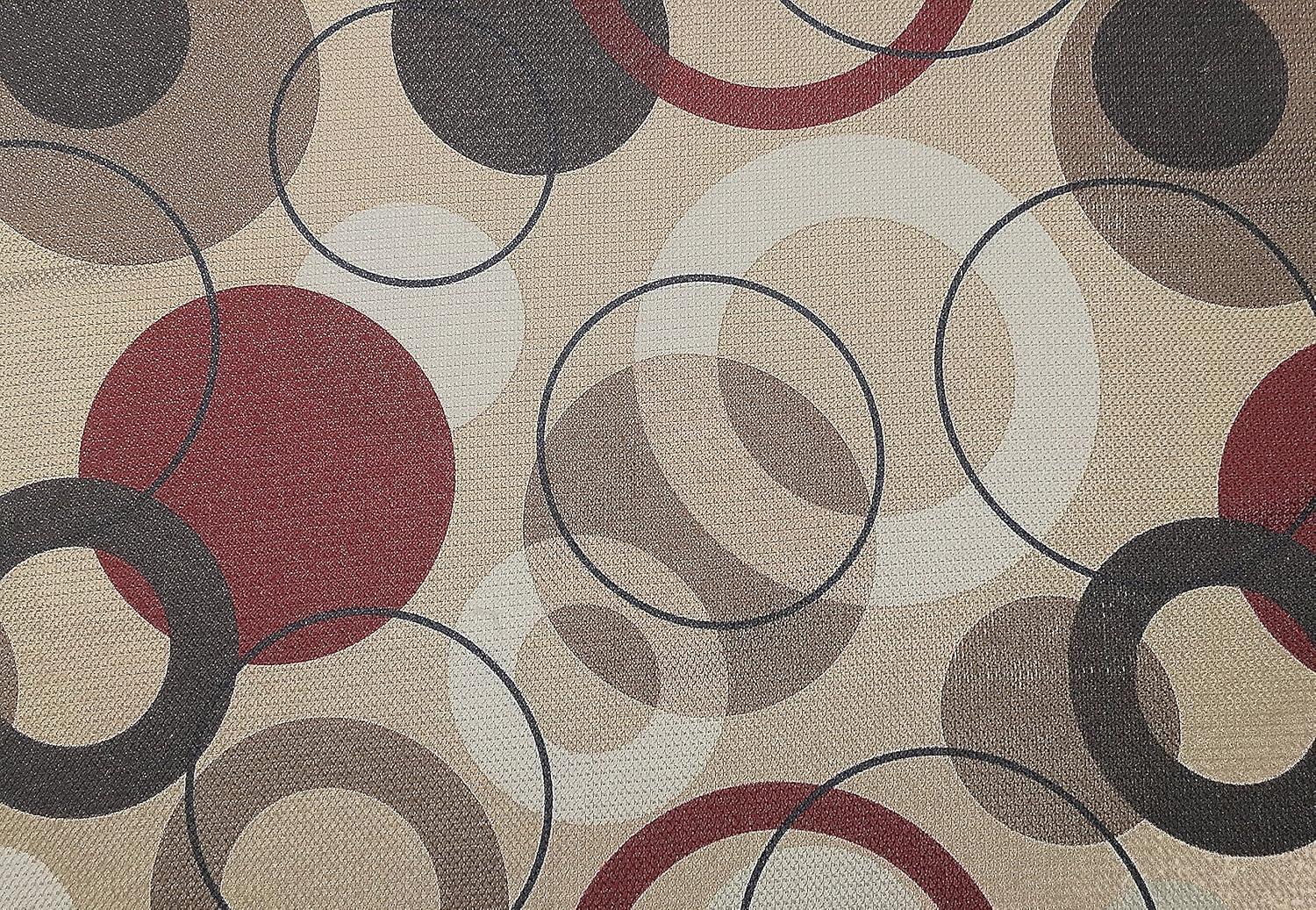 No. 918 Geometric Grommet Semi-Sheer Curtain Single Panel, Paprika, 48" x 63"