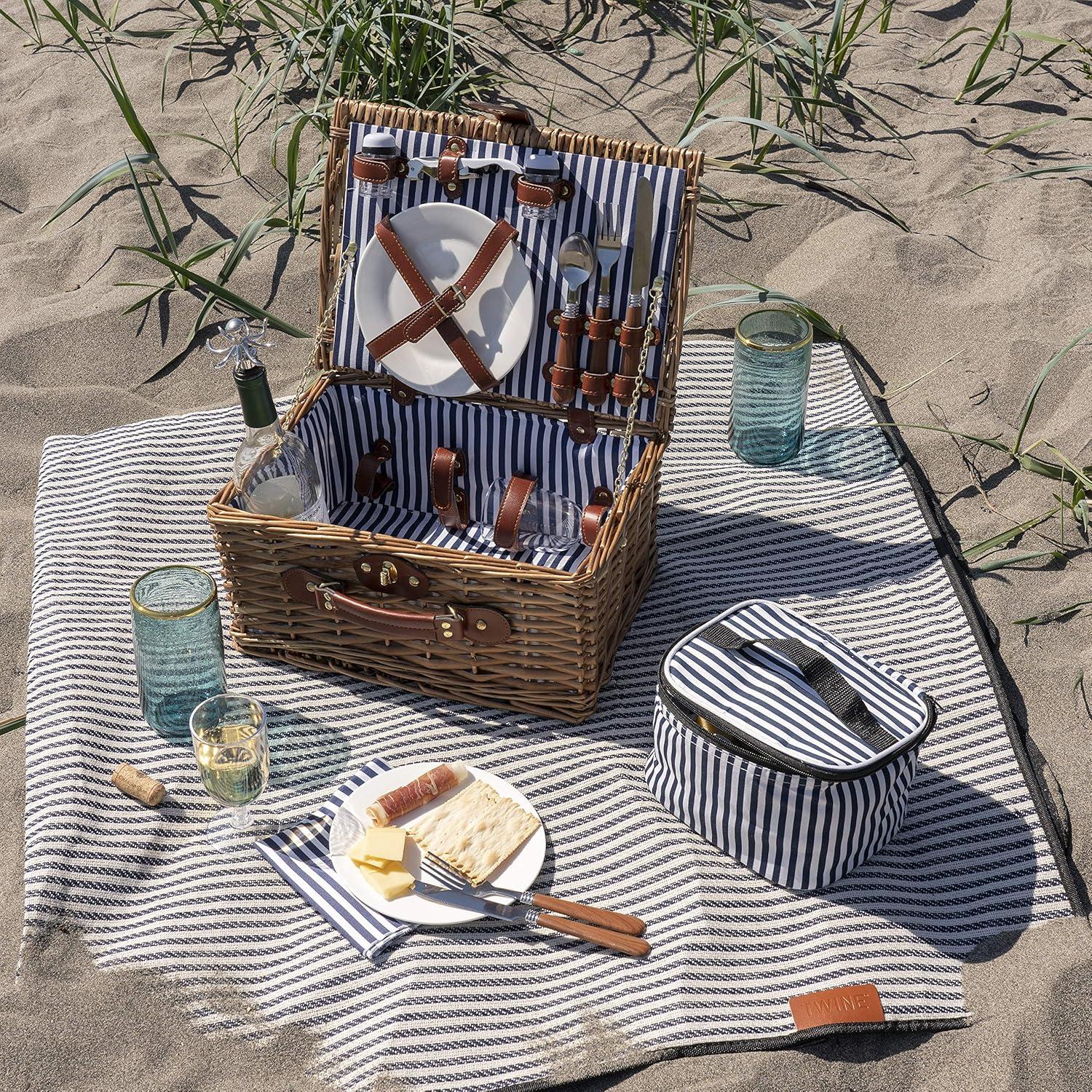 Seaside Newport Wicker Picnic Basket Set