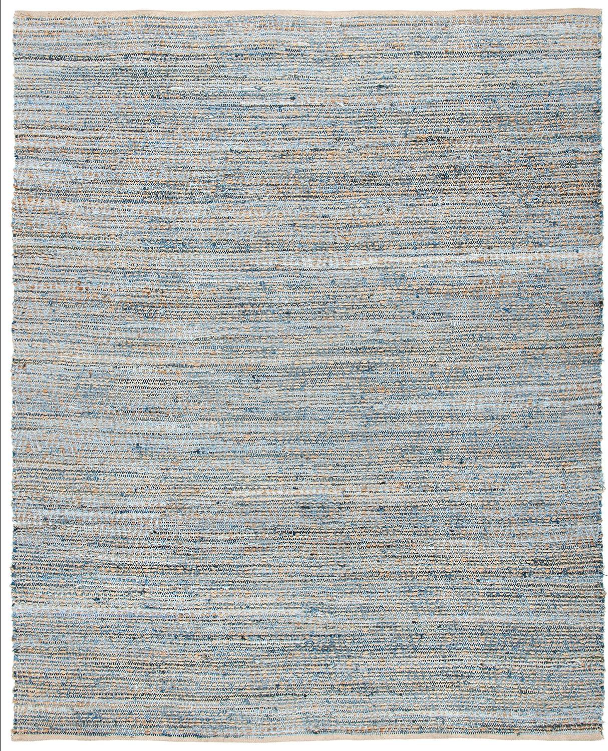 SAFAVIEH Cape Cod John Braided Striped Jute Area Rug, 8' x 10', Natural/Blue