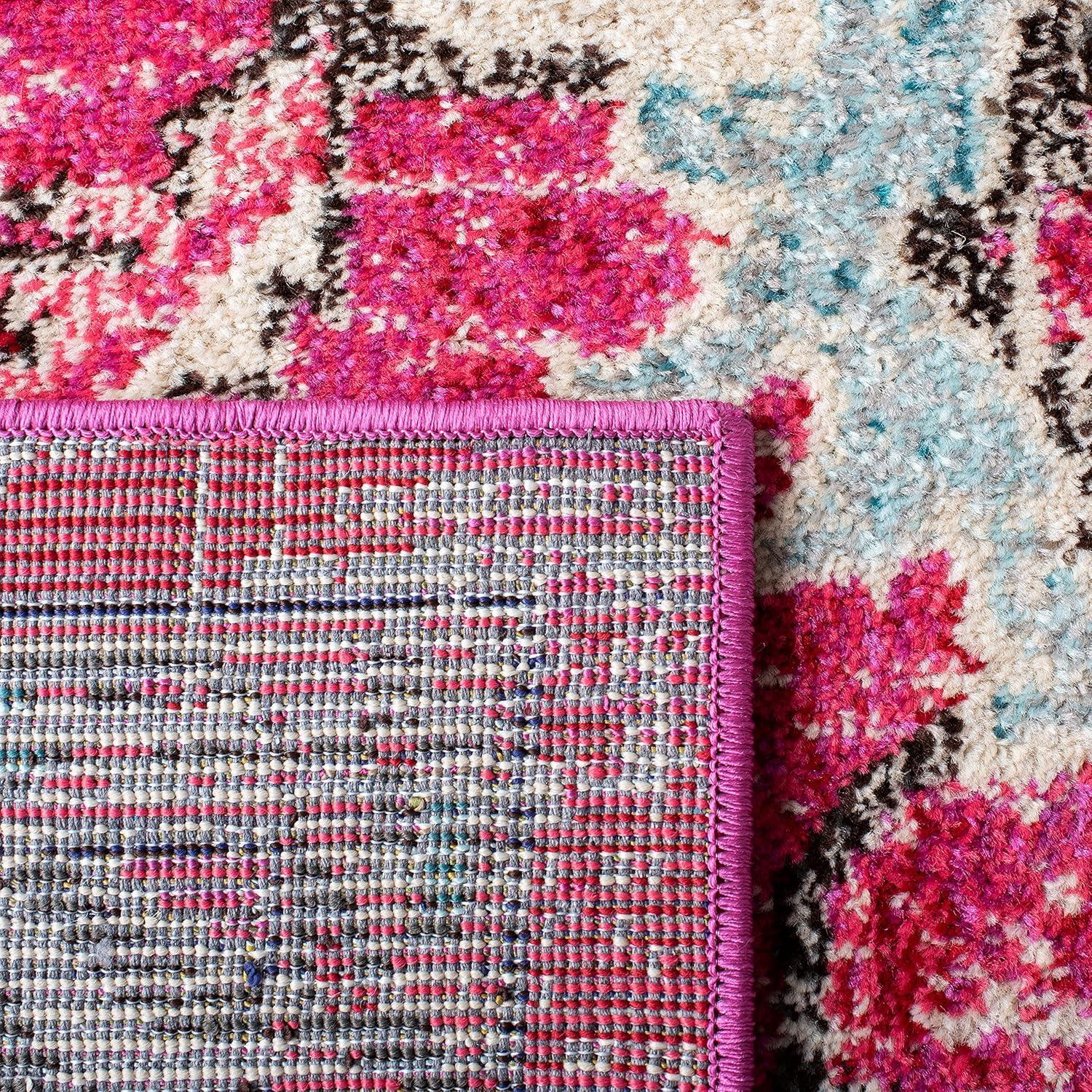 Madison MAD484 Power Loomed Indoor Accent Rug - Fuchsia/Light Blue - 3'x5' - Safavieh