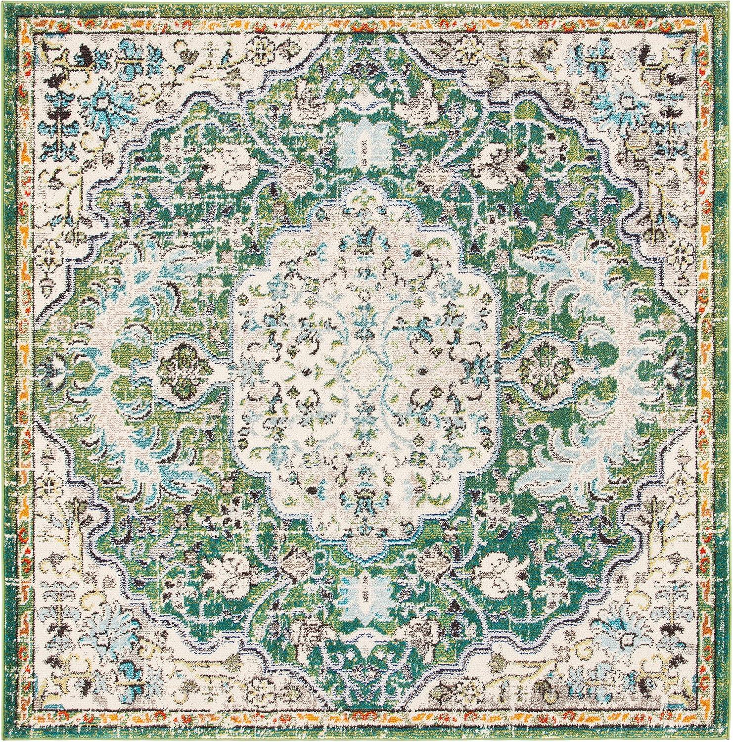 Madison MAD447 Power Loomed Area Rug - Green/Turquoise - 3'x3' - Safavieh.