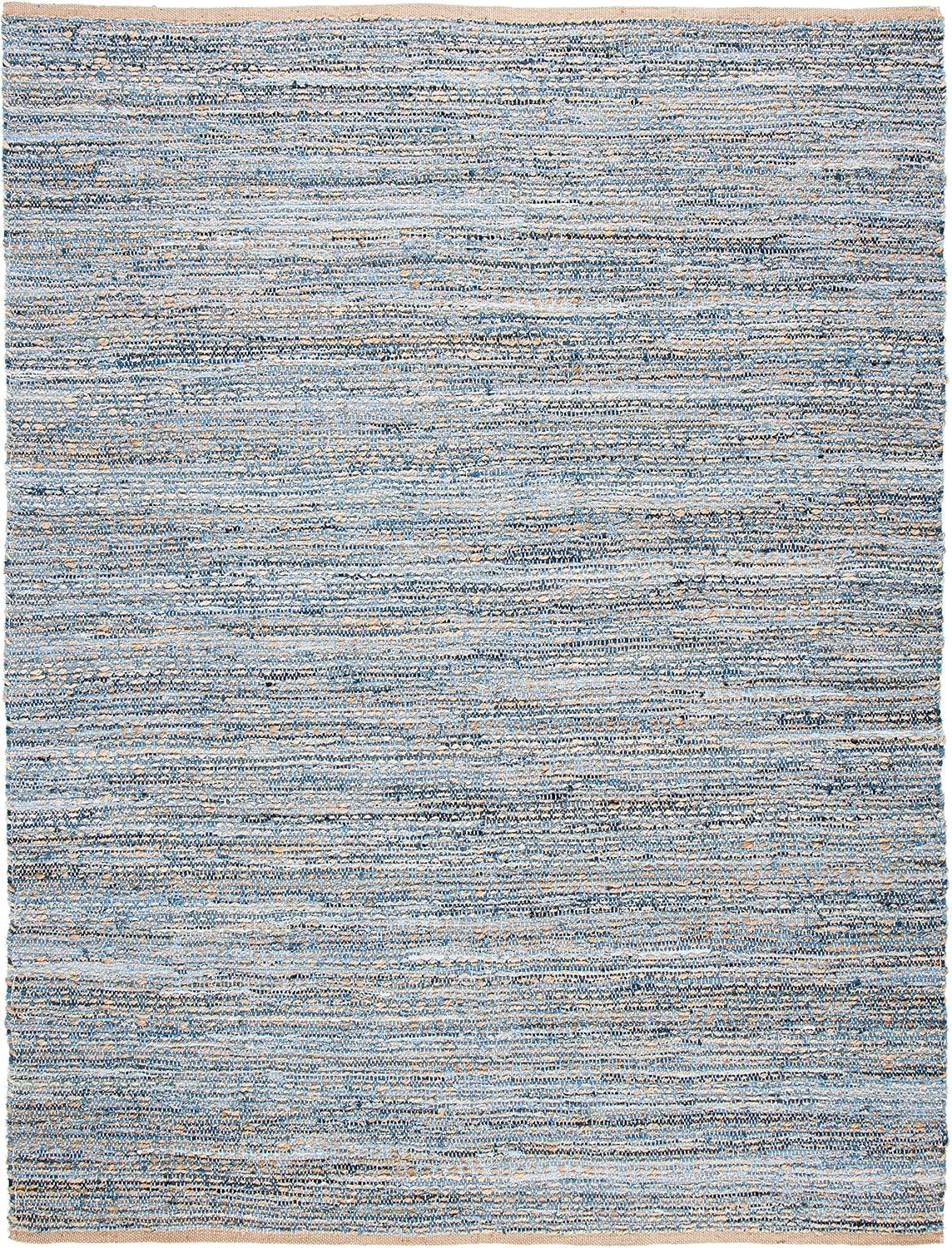 SAFAVIEH Cape Cod Leo Braided Striped Jute Area Rug, 11' x 15', Natural/Blue