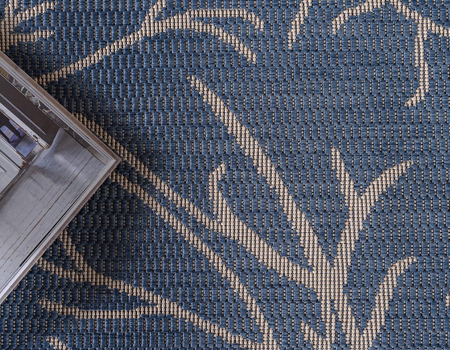 Unique Loom Outdoor Botanical Collection Area Rug - Branch (4' 1" x 6' 1" Rectangle Blue/Beige)