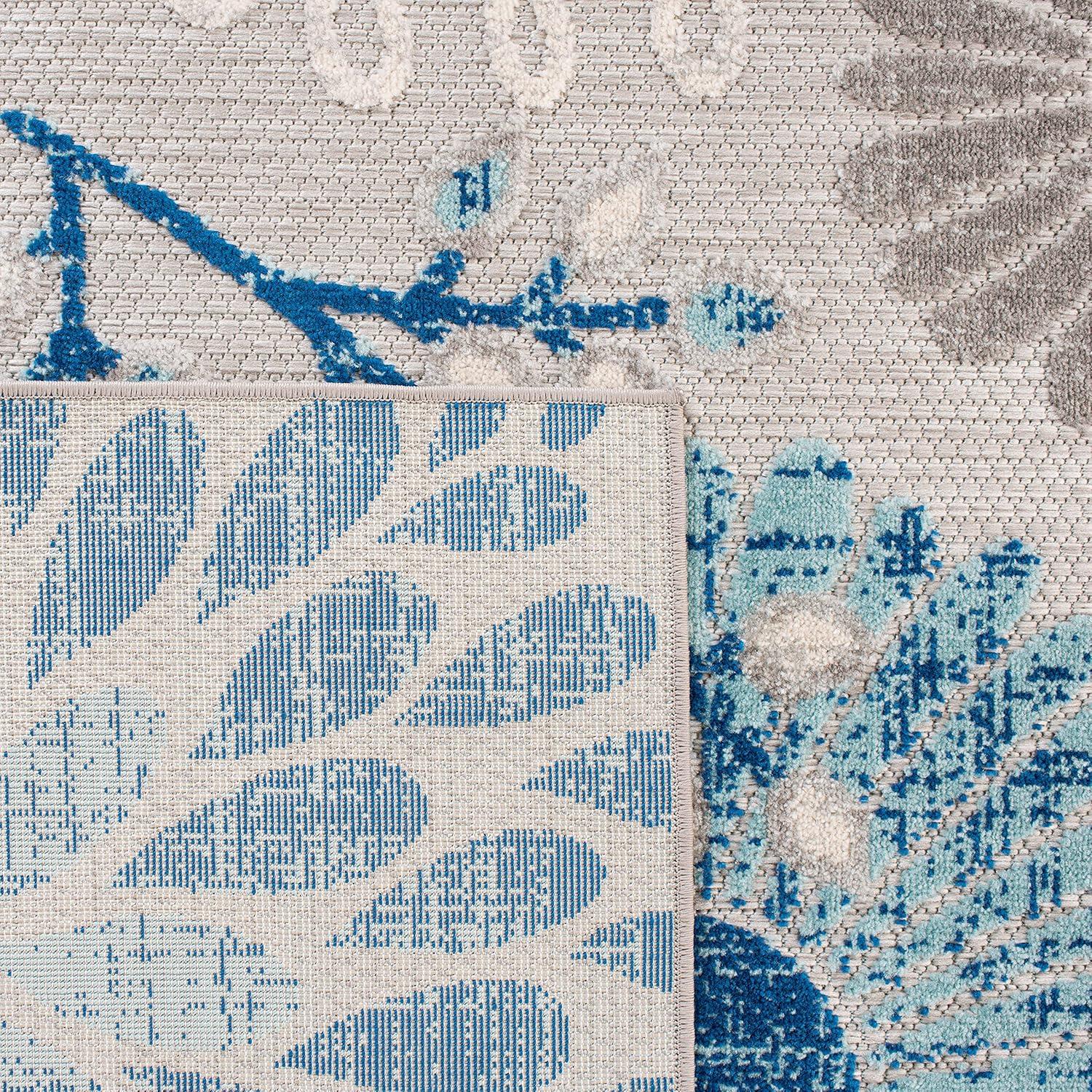 SAFAVIEH Cabana Garnet Floral Indoor/Outdoor Area Rug, Grey/Blue, 10' x 14'