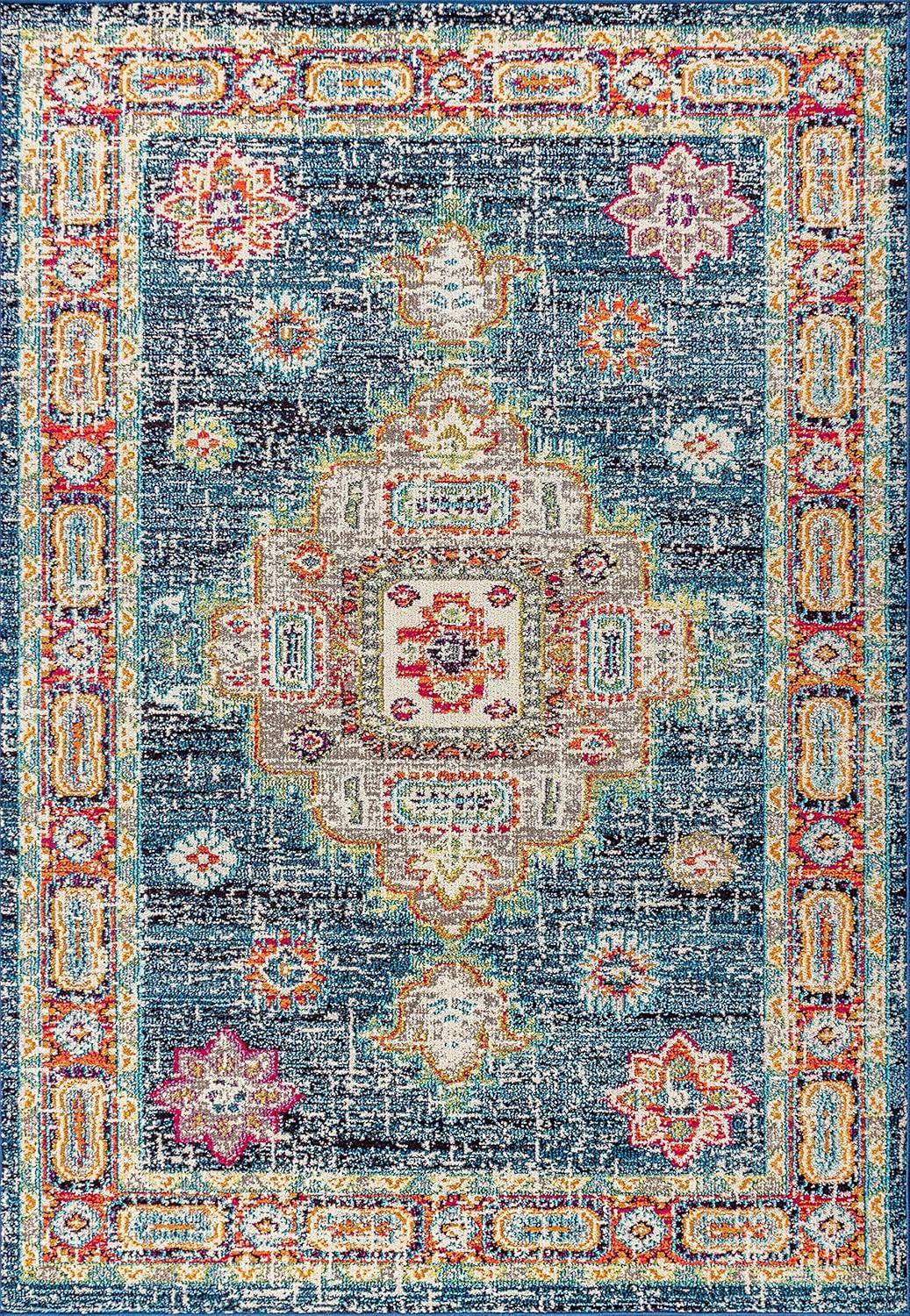 JONATHAN Y Bohemian FLAIR Boho Vintage Medallion Navy/Red 8 ft. x 10 ft. Area Rug