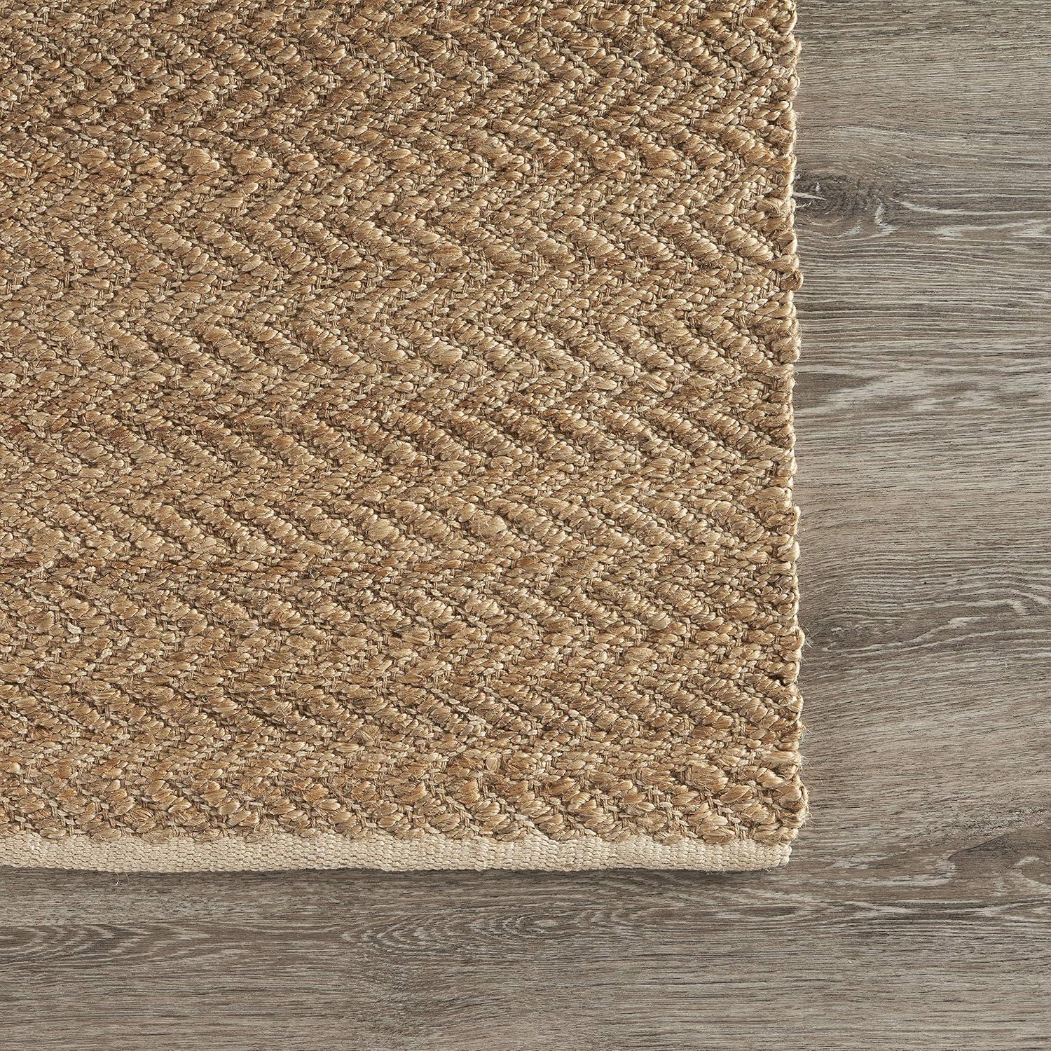 LR Home 5x8 Scalloped Natural Jute Indoor Area Rug for Home Decor | Classic Rugs for Bedroom, Living Room, Playroom, Entryway | Modern Farmhouse Boho Area Rug for Room Decor | Tan