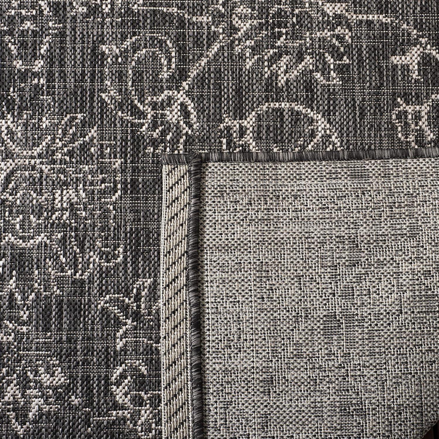 Courtyard CY8680 Power Loomed Indoor and Outdoor Runner Rug - Black/Ivory - 2'3"x6'7" - Safavieh