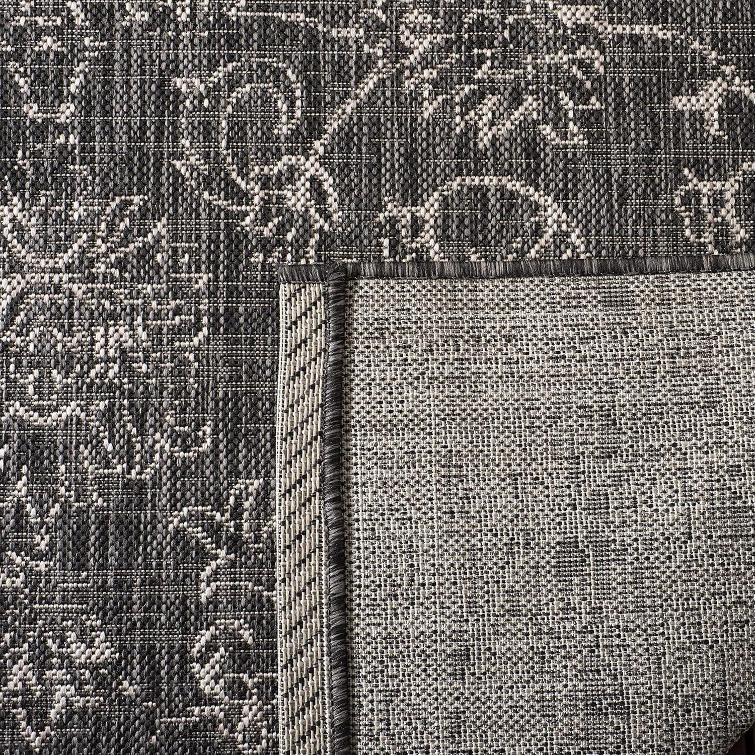 Courtyard CY8680 Power Loomed Indoor and Outdoor Runner Rug - Black/Ivory - 2'3"x6'7" - Safavieh