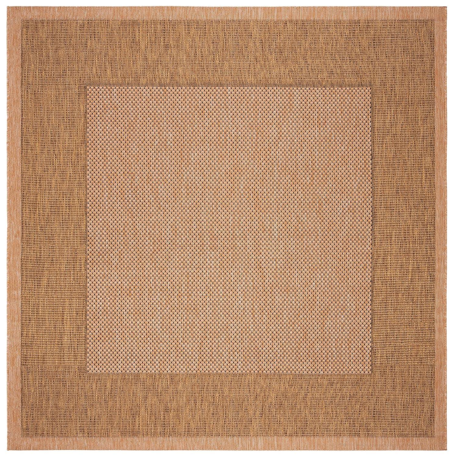 SAFAVIEH Courtyard Justine Striped Border Indoor/Outdoor Area Rug, Natural/Gold, 3' Square