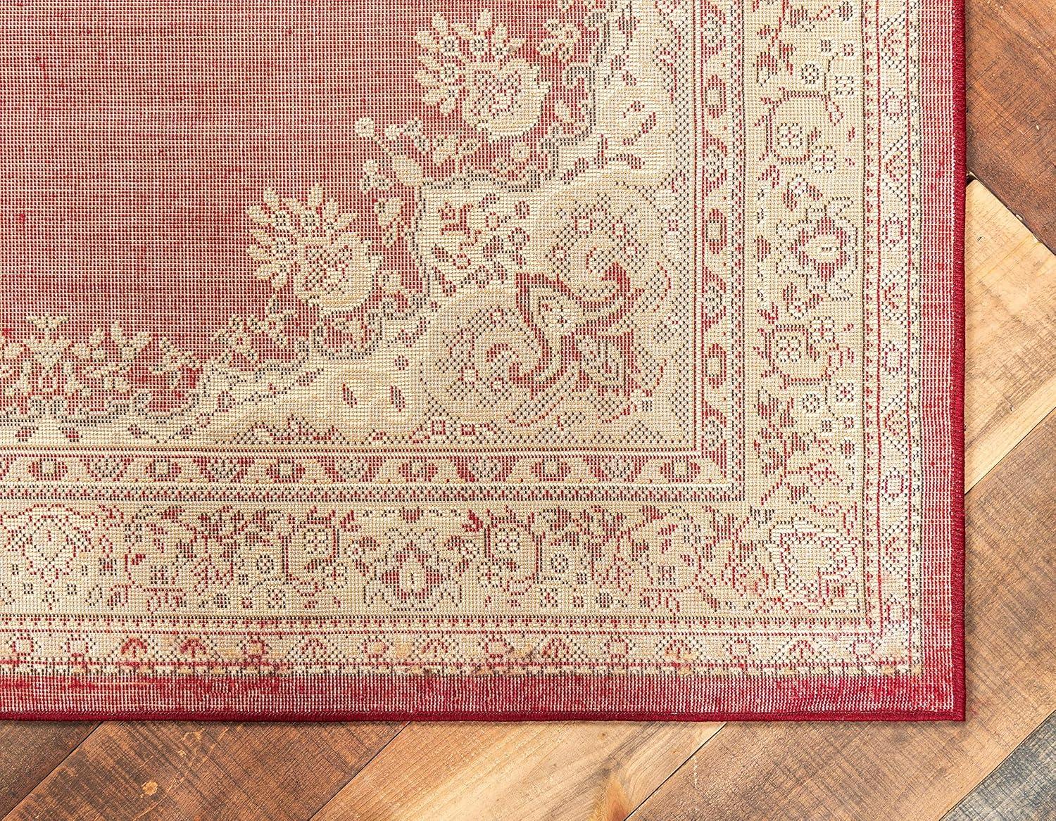 Unique Loom Washington Reza Rug Burgundy/Black 7' 10" x 10' Rectangle Floral French Perfect For Living Room Bed Room Dining Room Office