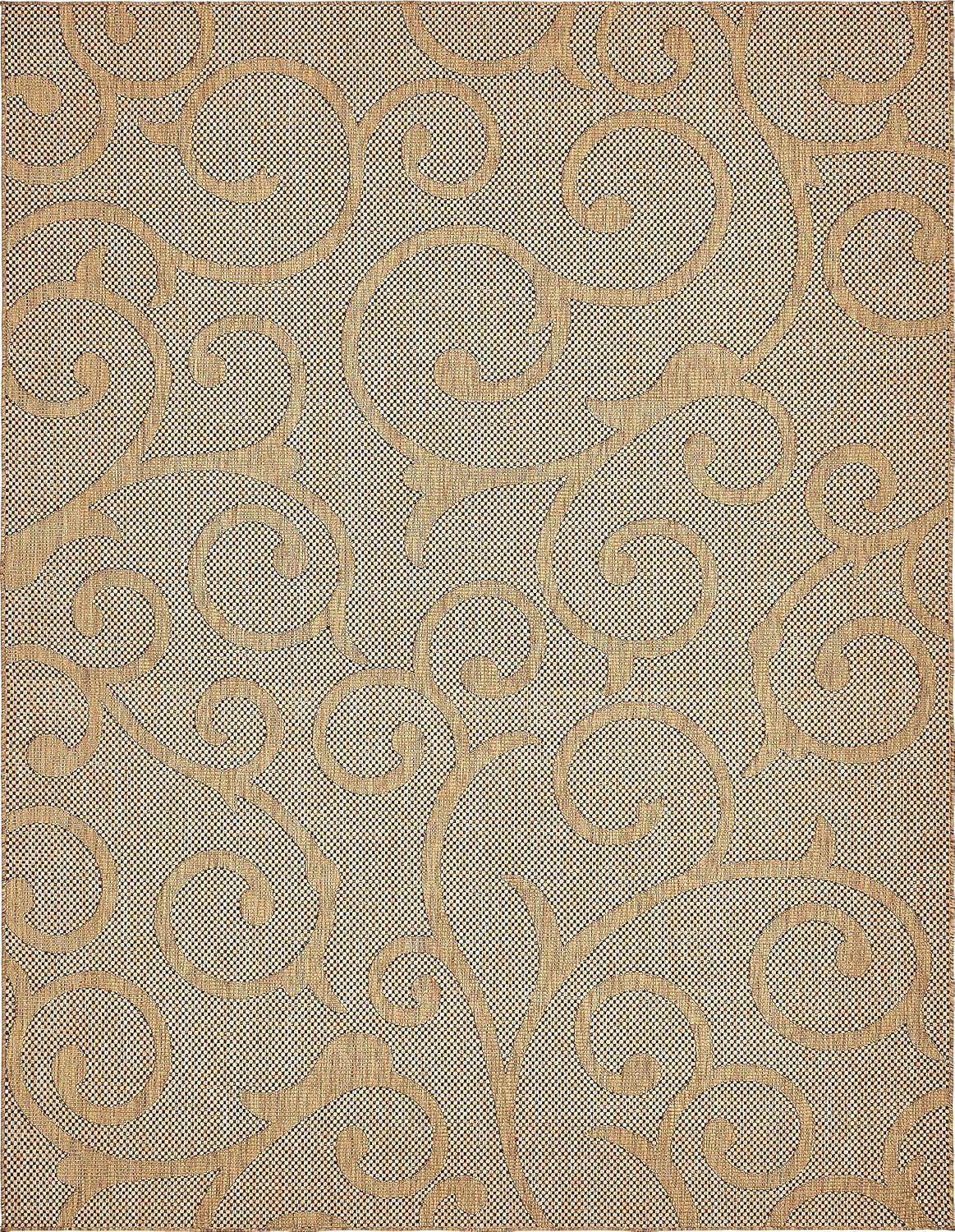 Unique Loom 9' 0 x 12' 2 Light Brown Outdoor Botanical Vine Area Rug