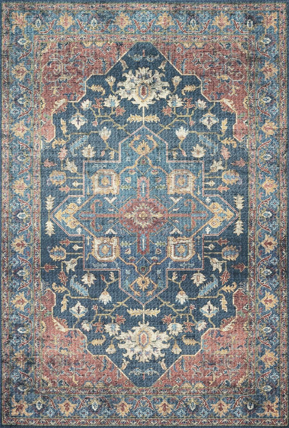 Loloi II Skye Collection SKY-08 Denim/Brick 6'-0" x 6'-0" Round Area Rug