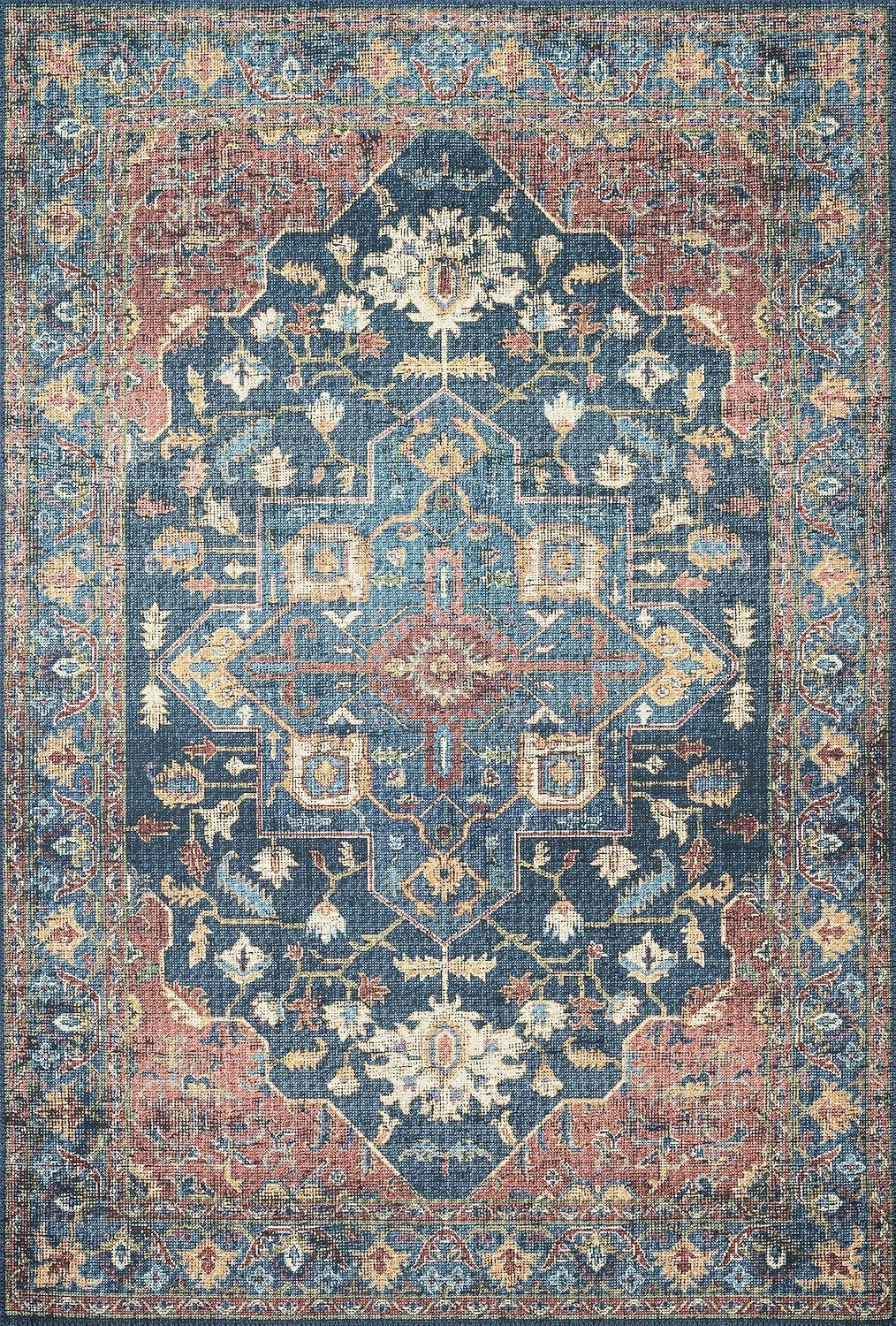 Loloi II Skye Collection SKY-08 Denim/Brick 6'-0" x 6'-0" Round Area Rug
