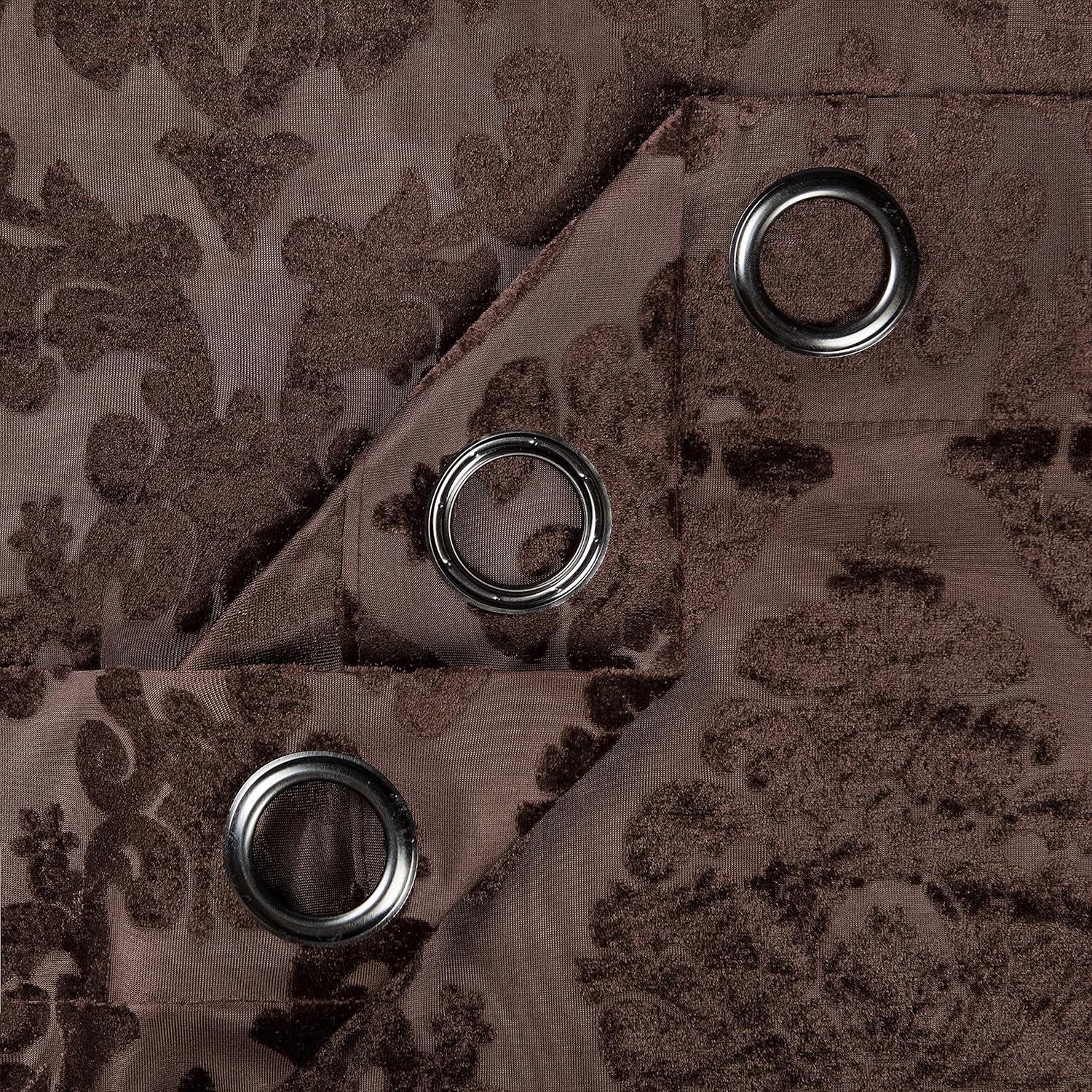 Chanasya 2pk Devore Damask Sheer Grommet Window Curtain Panels - Set of 2 - 52 x 96 Inches Long - Aubergine