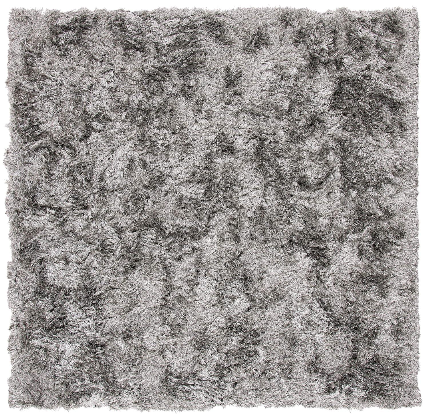 Paris Shag SG511 Hand Tufted Indoor Area Rug - Silver - 7'x7' Square - Safavieh
