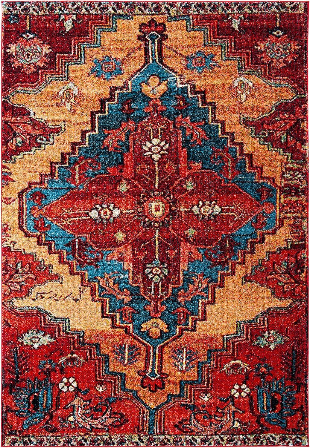 Vintage Hamadan VTH248 Power Loomed Indoor Area Rug - Red/Blue - 5'3"x7'6" - Safavieh