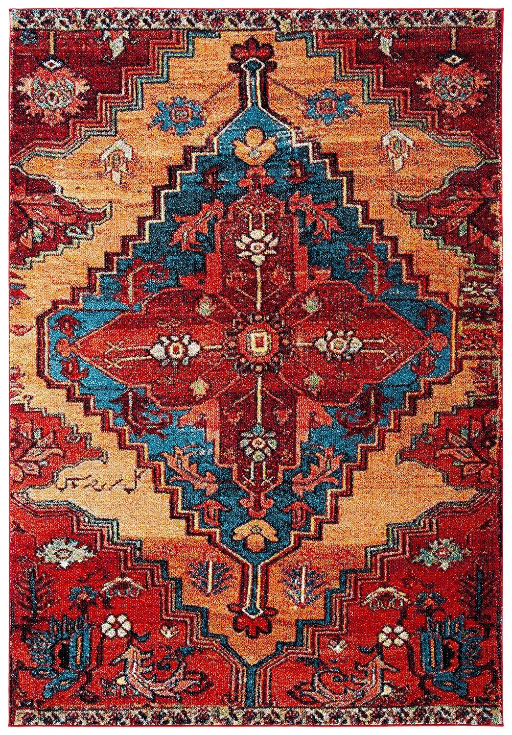 Vintage Hamadan VTH248 Power Loomed Indoor Area Rug - Red/Blue - 5'3"x7'6" - Safavieh