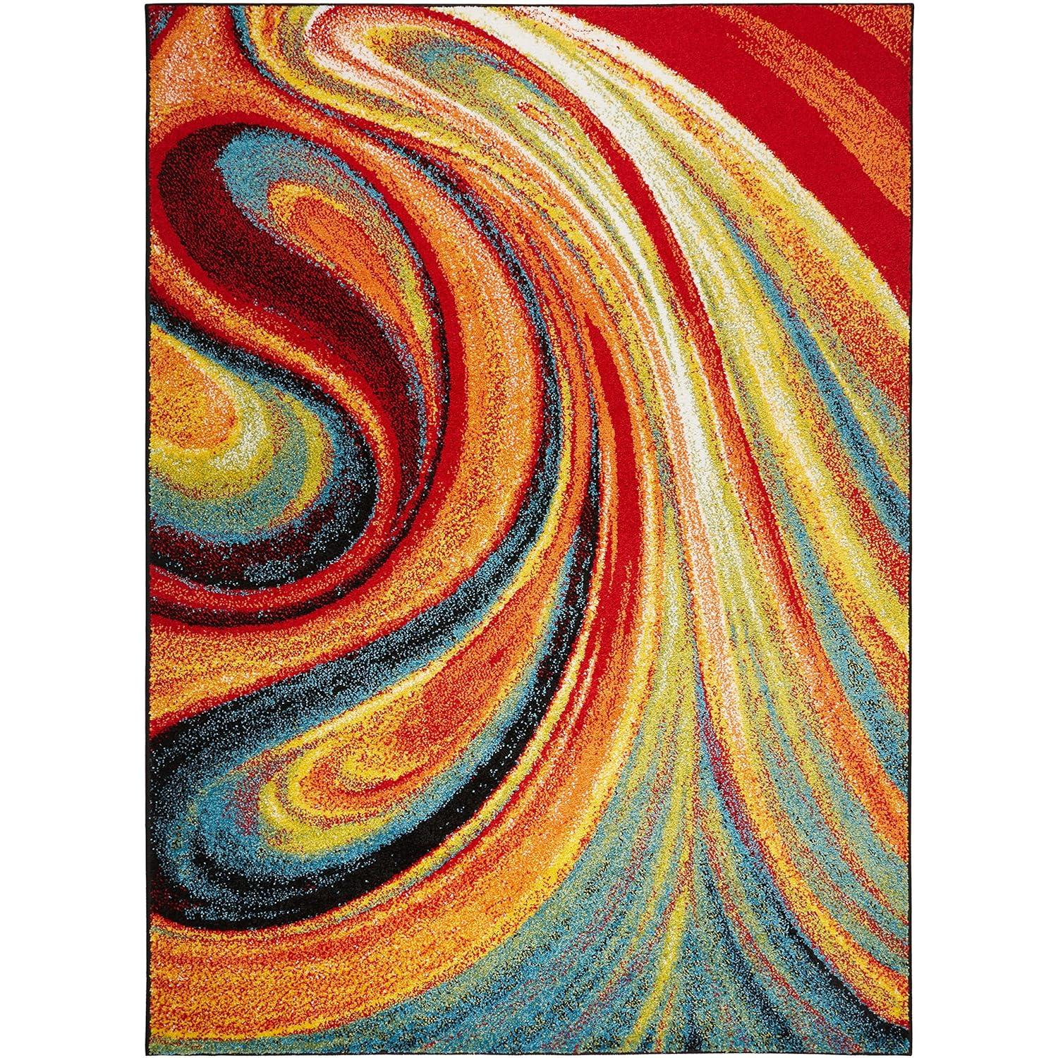 Home Dynamix Splash Adja Contemporary Abstract Swirl Area Rug, Red/Blue, 7'10"x10'2"
