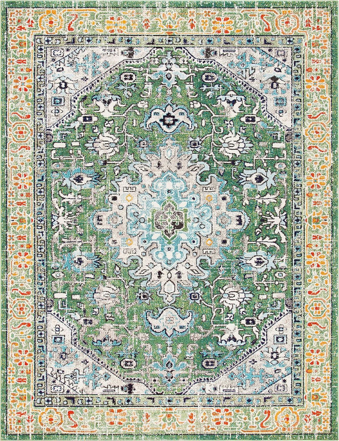 Madison MAD474 Power Loomed Indoor Area Rug - Green/Turquoise - 6'x9' - Safavieh