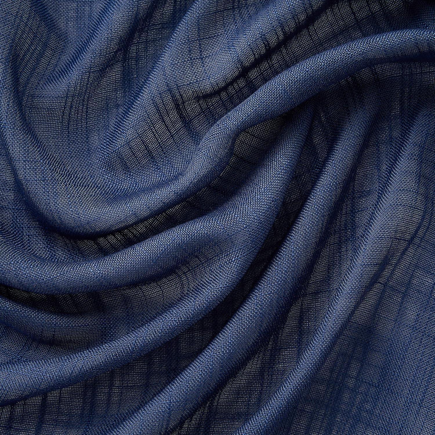 THD Serena Faux Linen Textured Semi Sheer Transparent Window Grommet Long Thick Curtain Panels, Pair