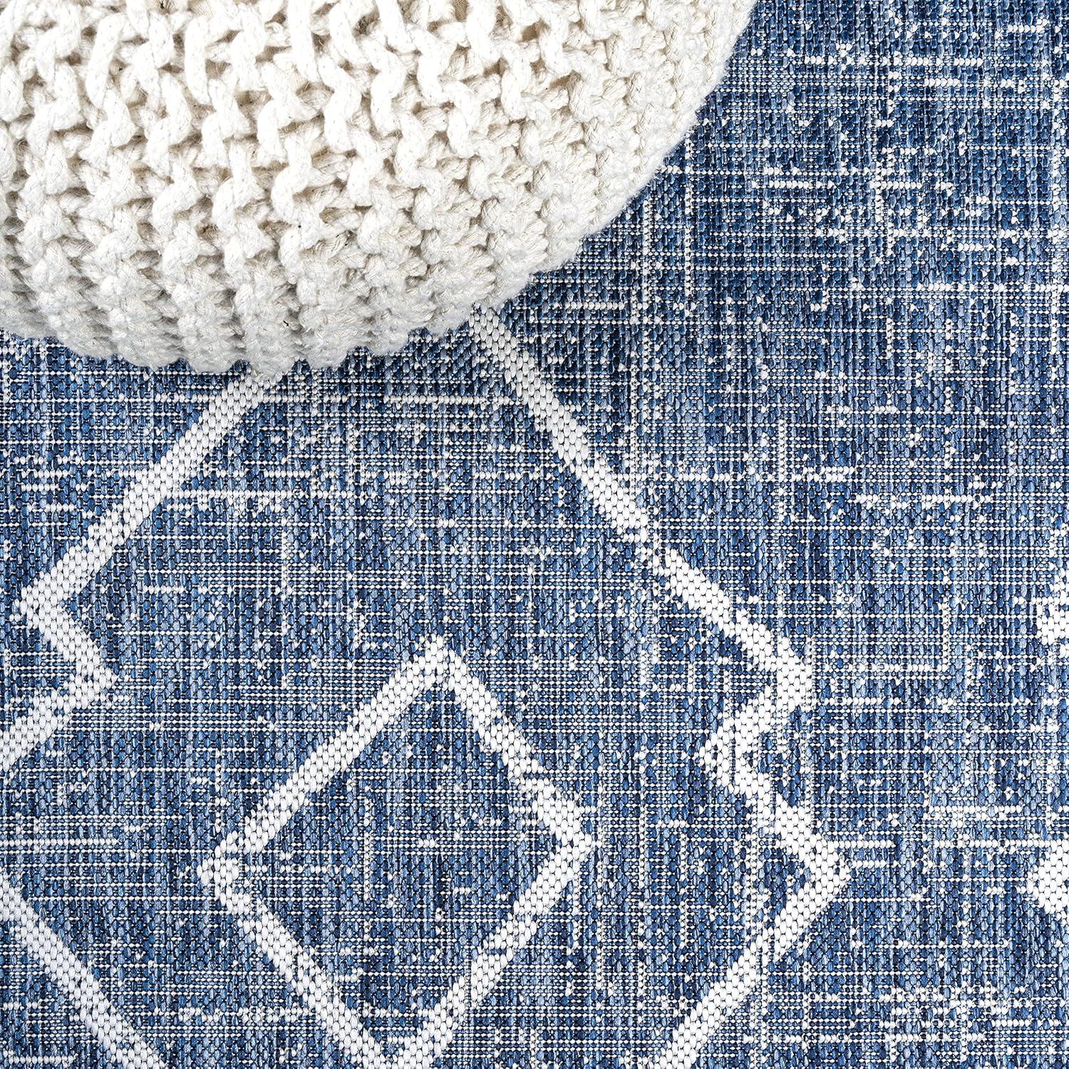 3'x5' Carwa  Diamond Trellis Indoor/Outdoor Area Rug, Blue/Ivory - JONATHAN Y