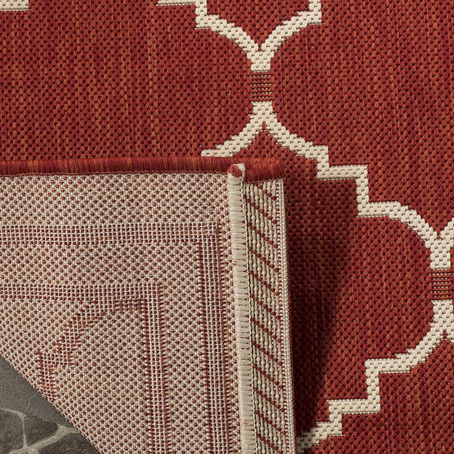 SAFAVIEH Courtyard Amy Geometric Indoor/Outdoor Area Rug, 9' x 12', Red/Beige