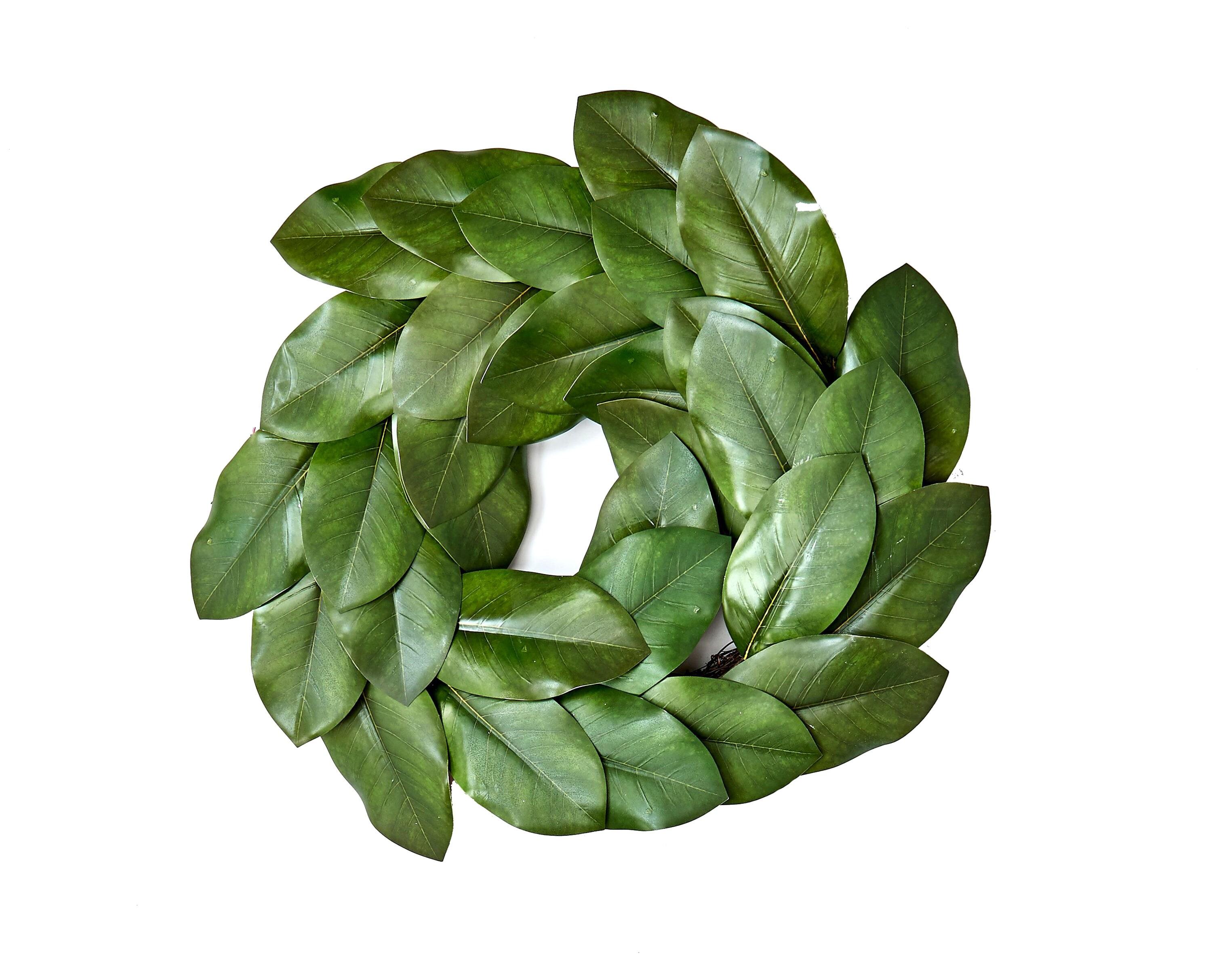 Bright Green 20" Magnolia Leaf Outdoor Wreath