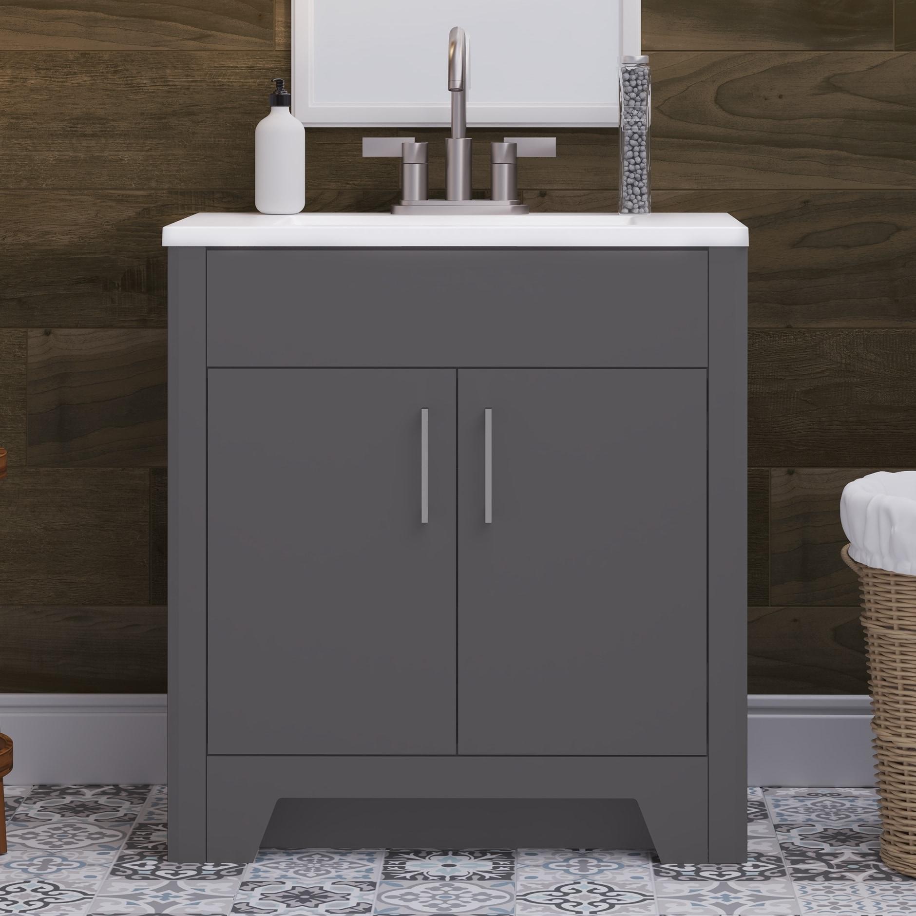 Wyndham Collection Miranda 30" Freestanding Single Bathroom Vanity with Cultured Marble Top