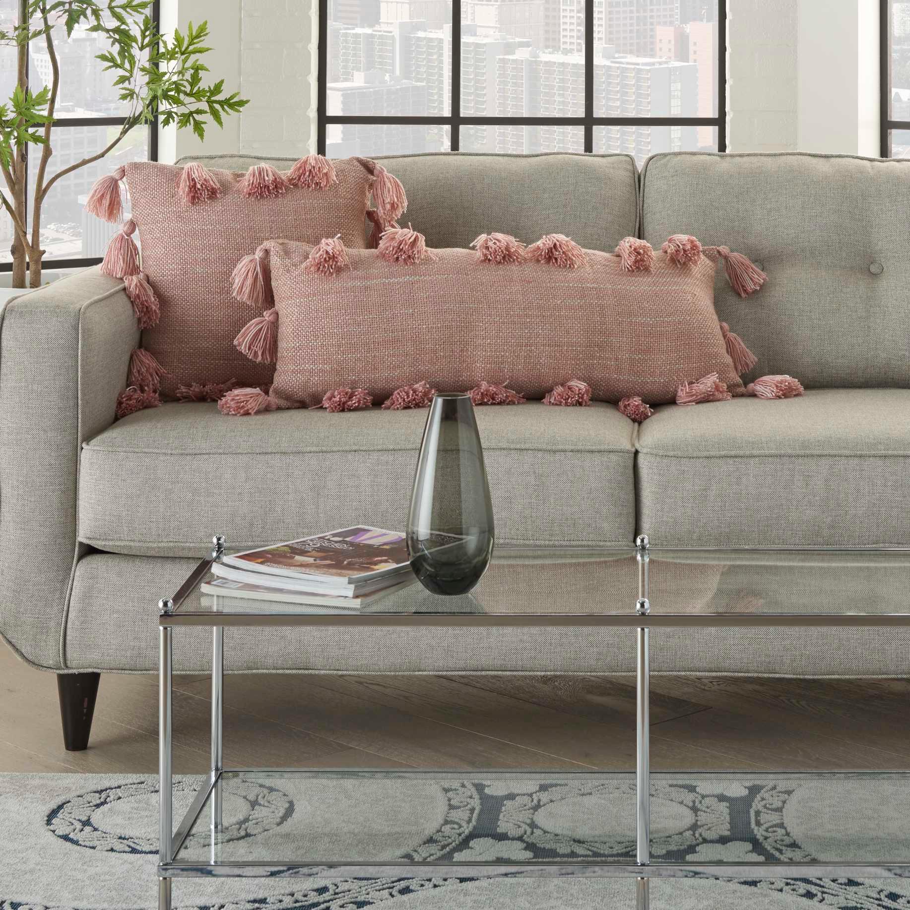 Mina Victory Lifestyles 13-in x 33-in Pink Rectangular Indoor Decorative Pillow