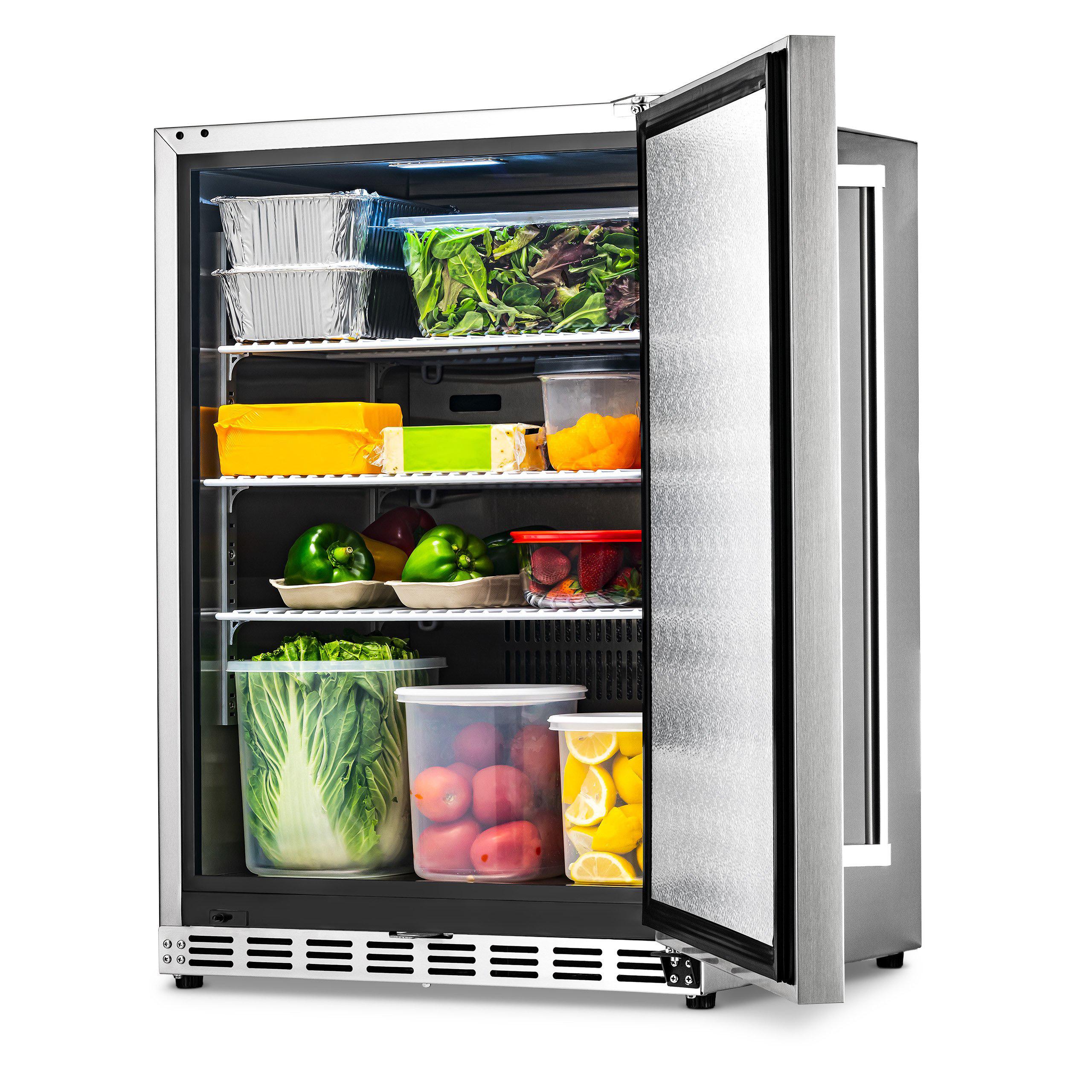 Newair 24" 5.3 Cu. Ft. Commercial Stainless Steel Built-in Beverage Refrigerator, Steel Interior, Weatherproof and Outdoor Rated, ENERGY STAR