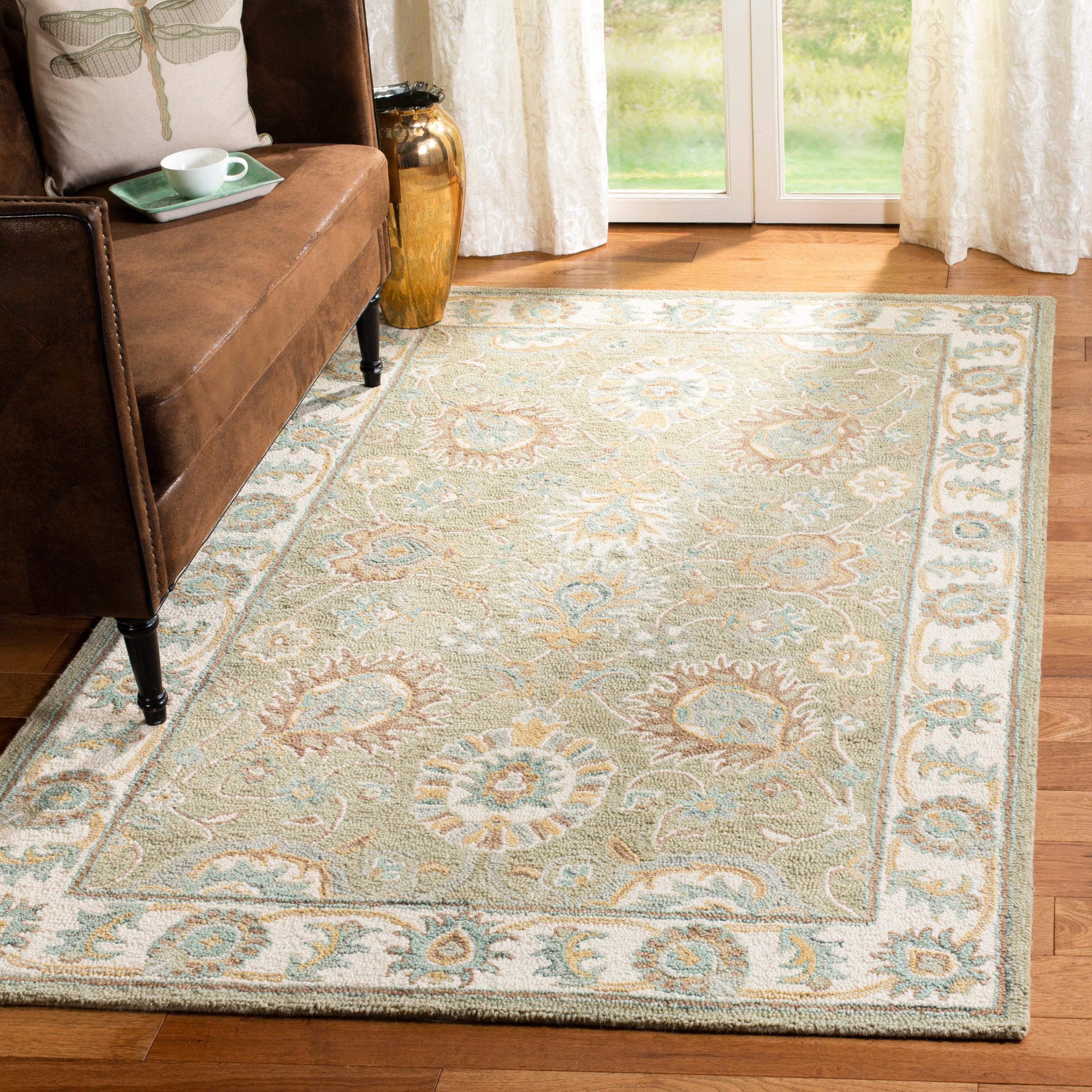 Blossom BLM702 Hand Tufted Area Rug - Sage/Ivory - 5'x8' - Safavieh.