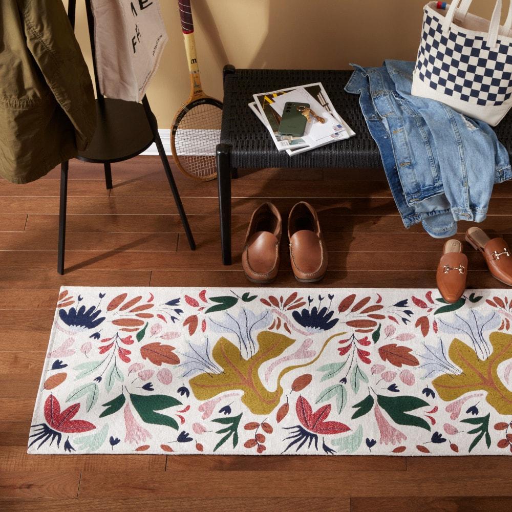 Town & Country Living Livie Floral Drip Everwash Washable Multi-Use Non-Slip Backing Decorative Rug