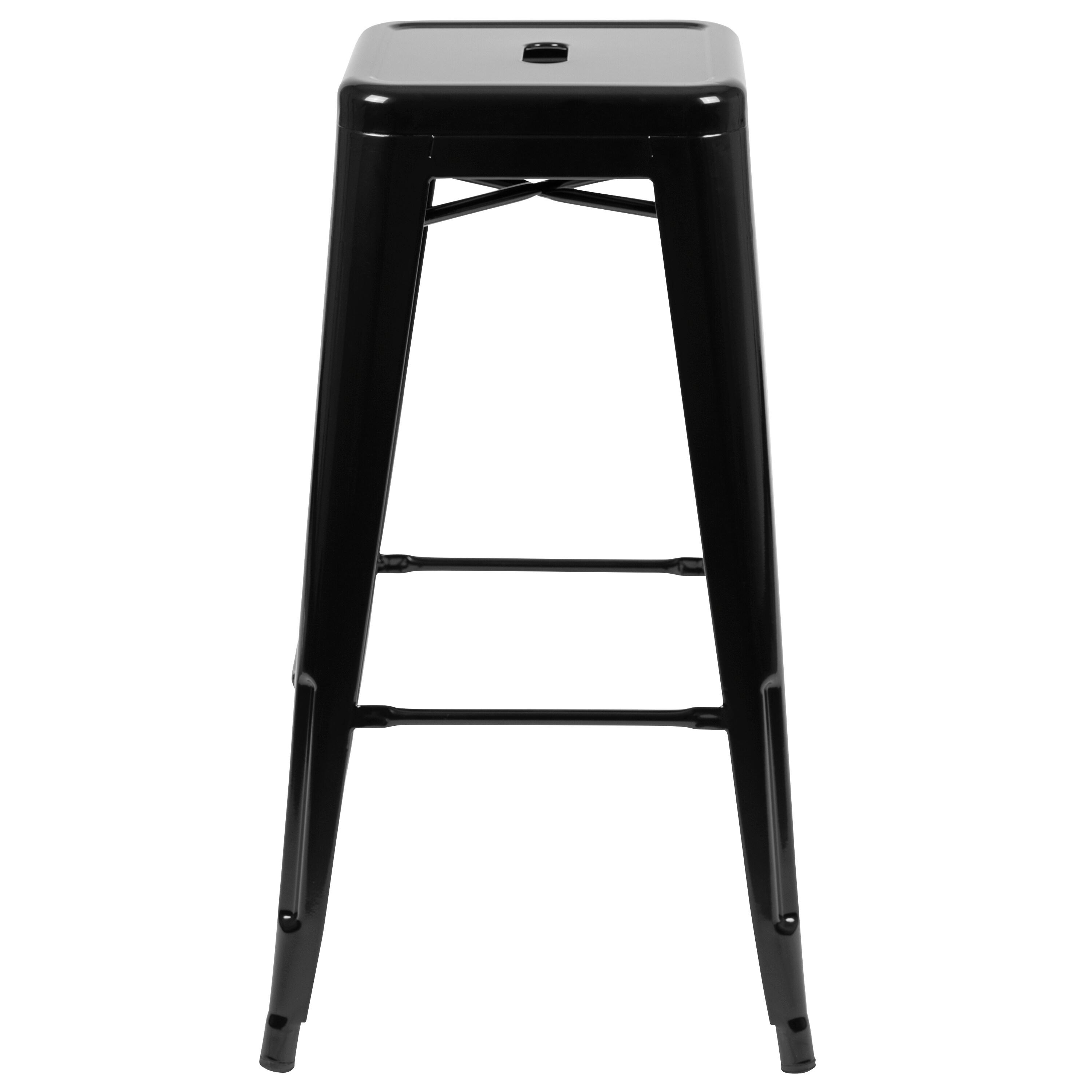 Flash Furniture 30" High Metal Indoor Bar Stool in Black - Stackable Set of 4