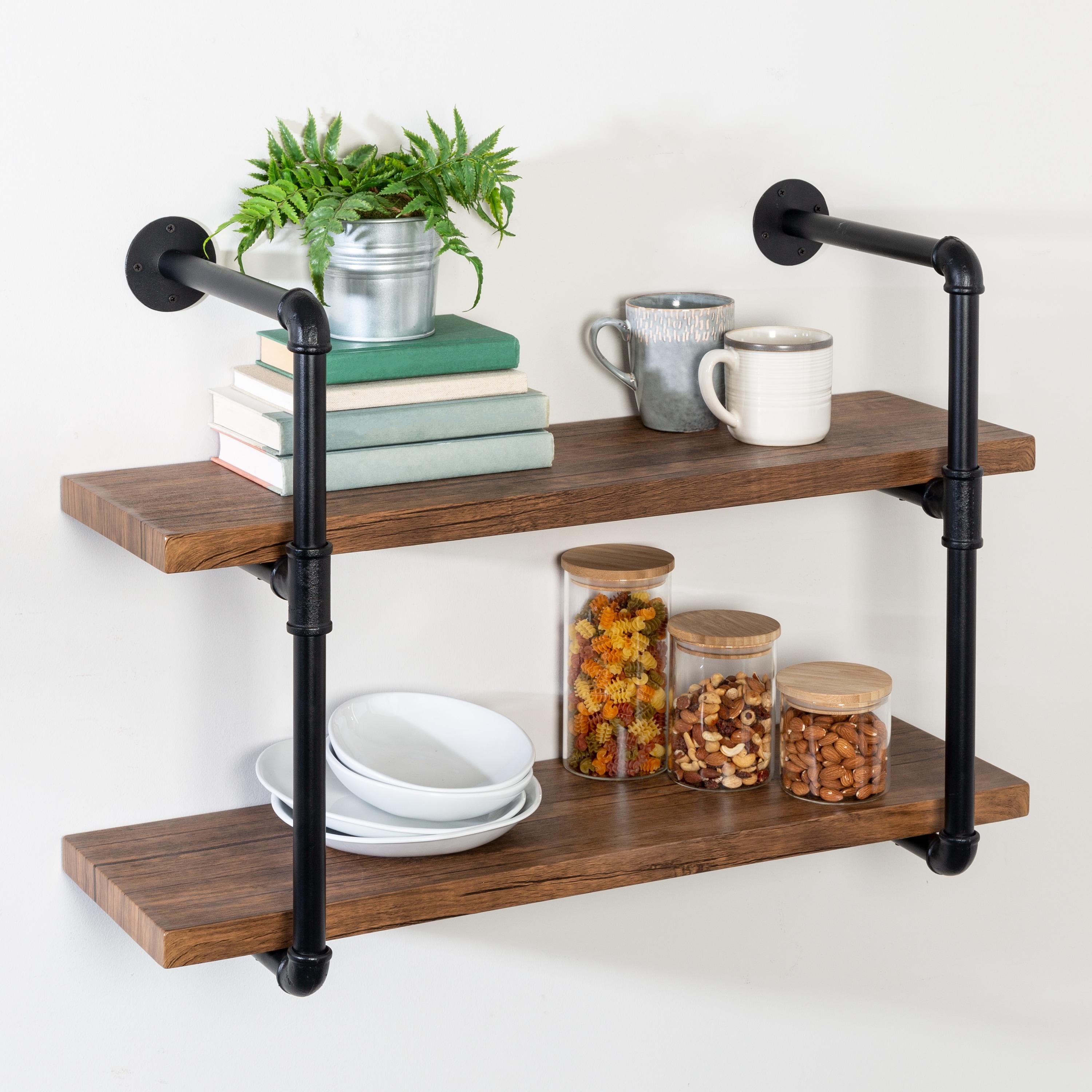 2-Tier Industrial Wall Shelf