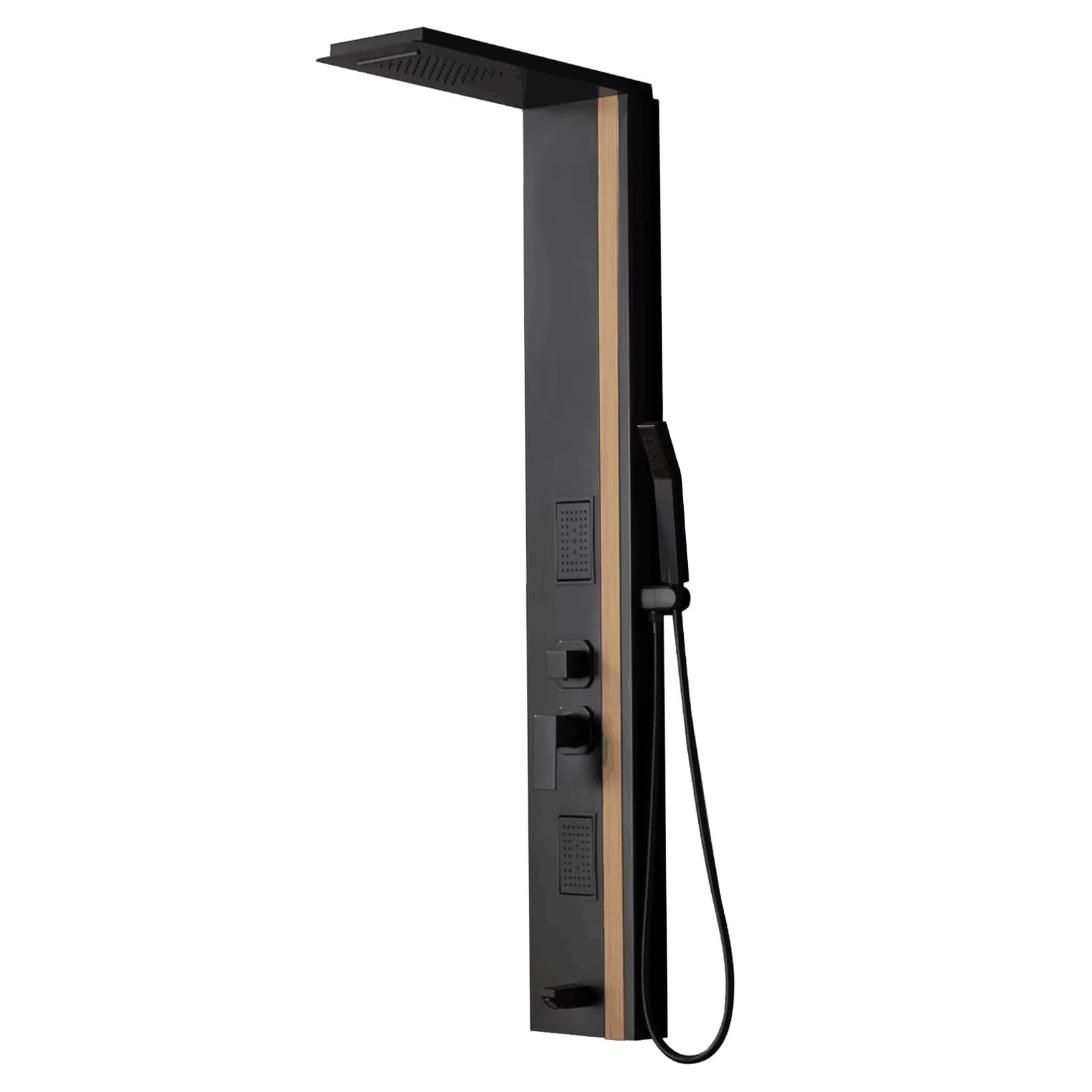 BWE 2-Jet Rainfall Shower Panel System with Rainfall Waterfall Shower Head and Shower Wand