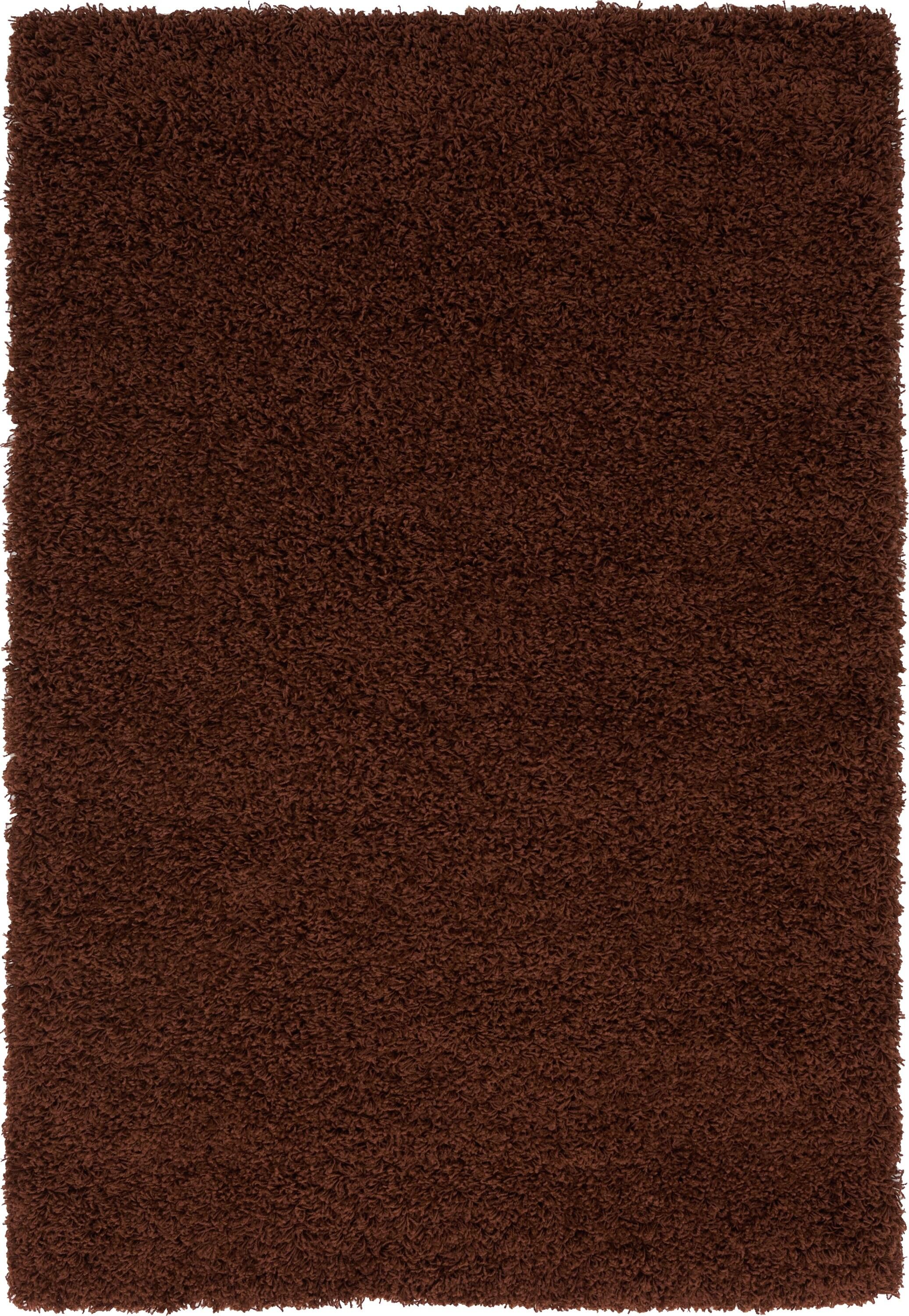 Unique Loom 4' 0 x 6' 0 Solid Shag Chocolate Brown Area Rug