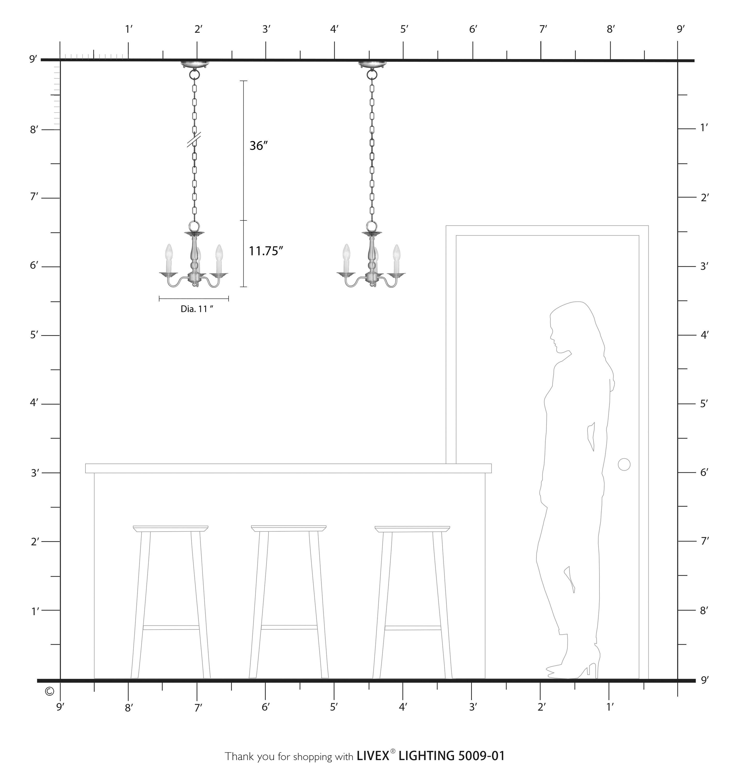 Livex Lighting Williamsburgh 3 - Light Chandelier in  Antique Brass