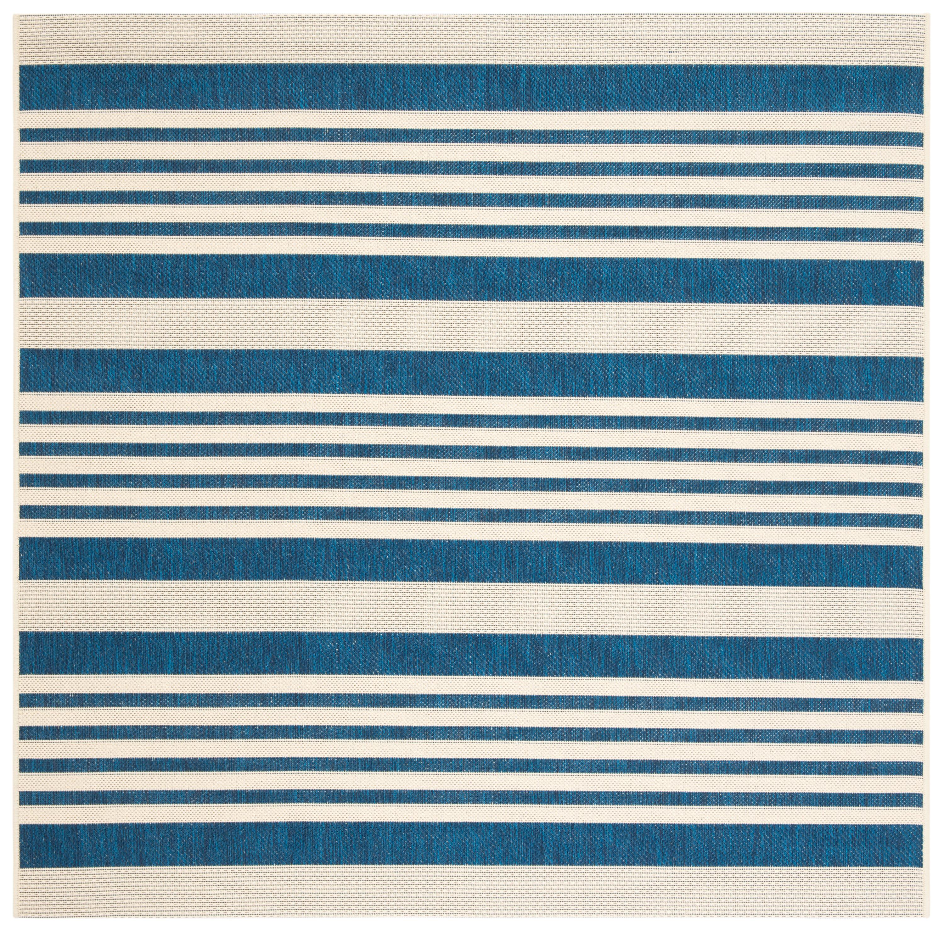 Courtyard CY6062 Power Loomed Indoor/Outdoor Area Rug - Navy/Beige - 4'x4' - Safavieh.