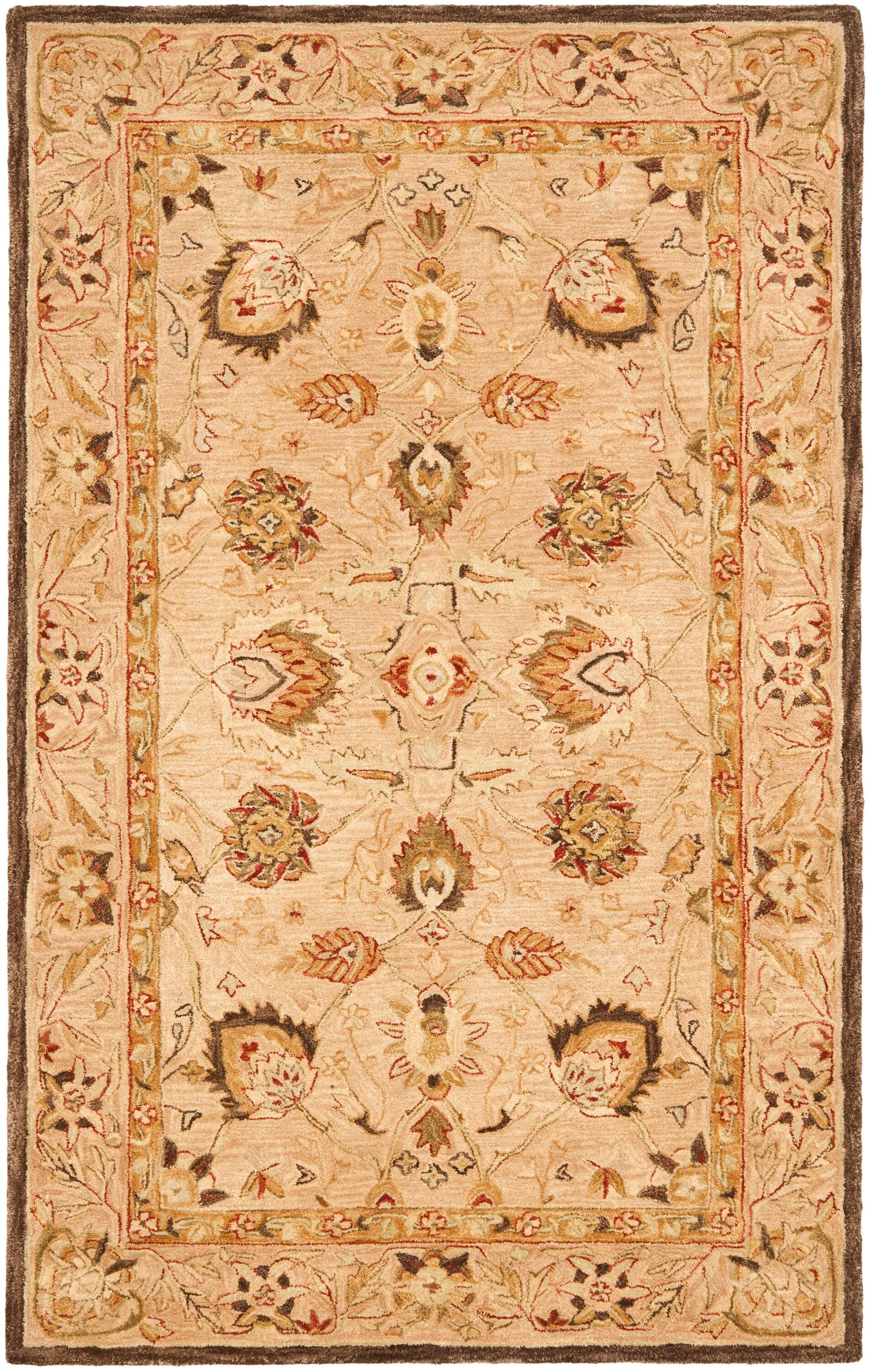 SAFAVIEH Anatolia Venice Floral Wool Area Rug, Beige/Beige, 6' x 9'