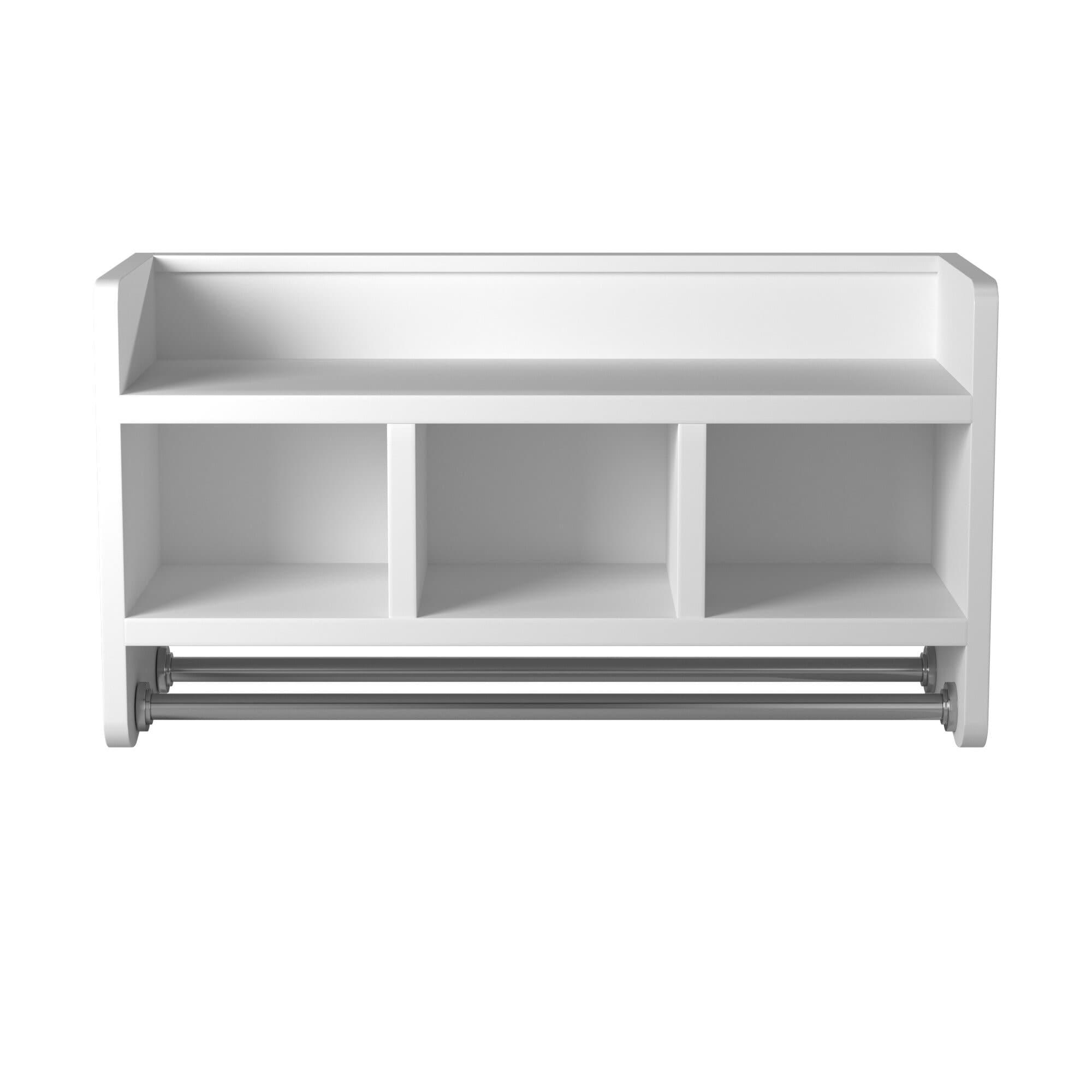 Alaterre 25" Bath Storage Shelf with Towel Rod, White