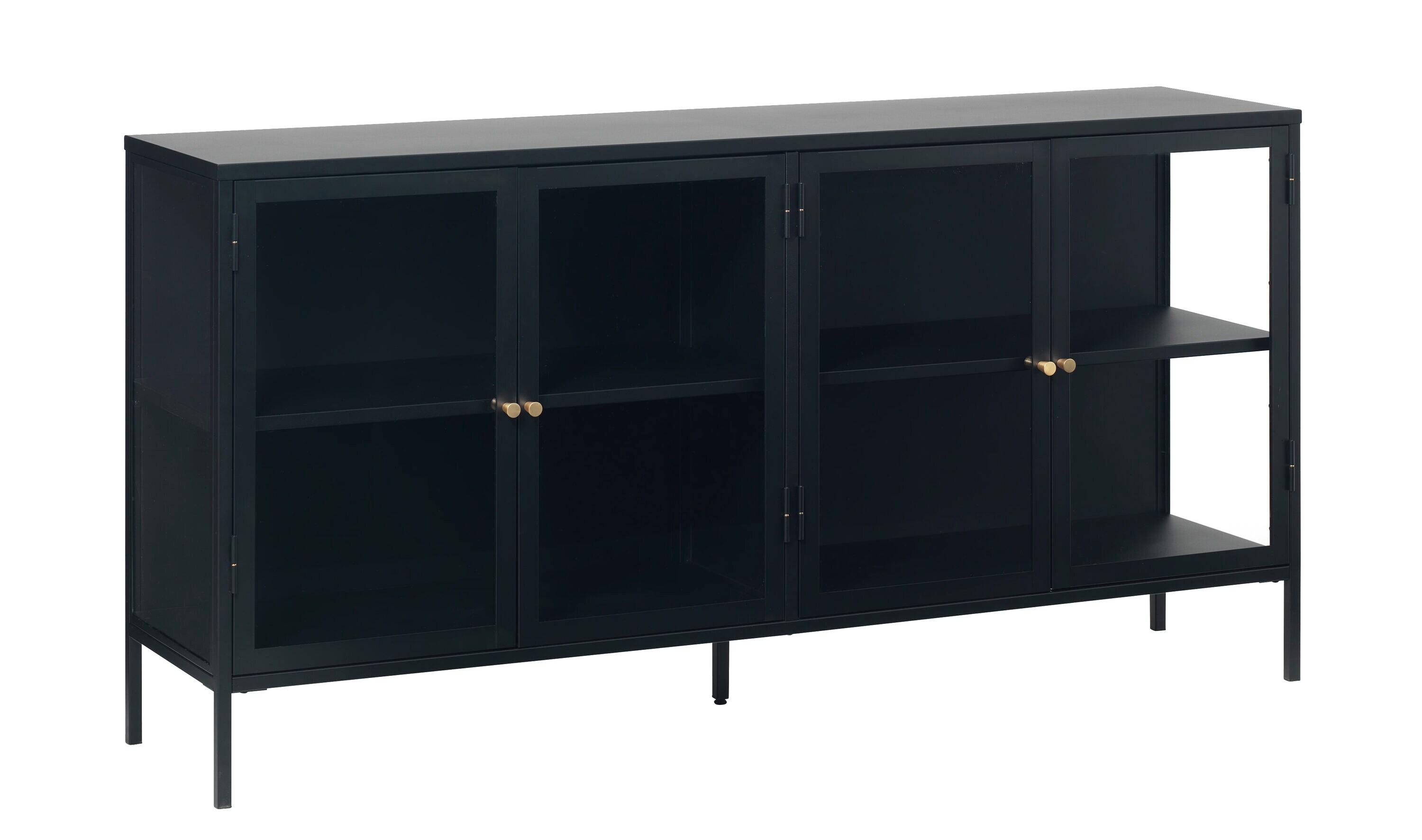 4-Section Metal and Glass Sideboard in Black