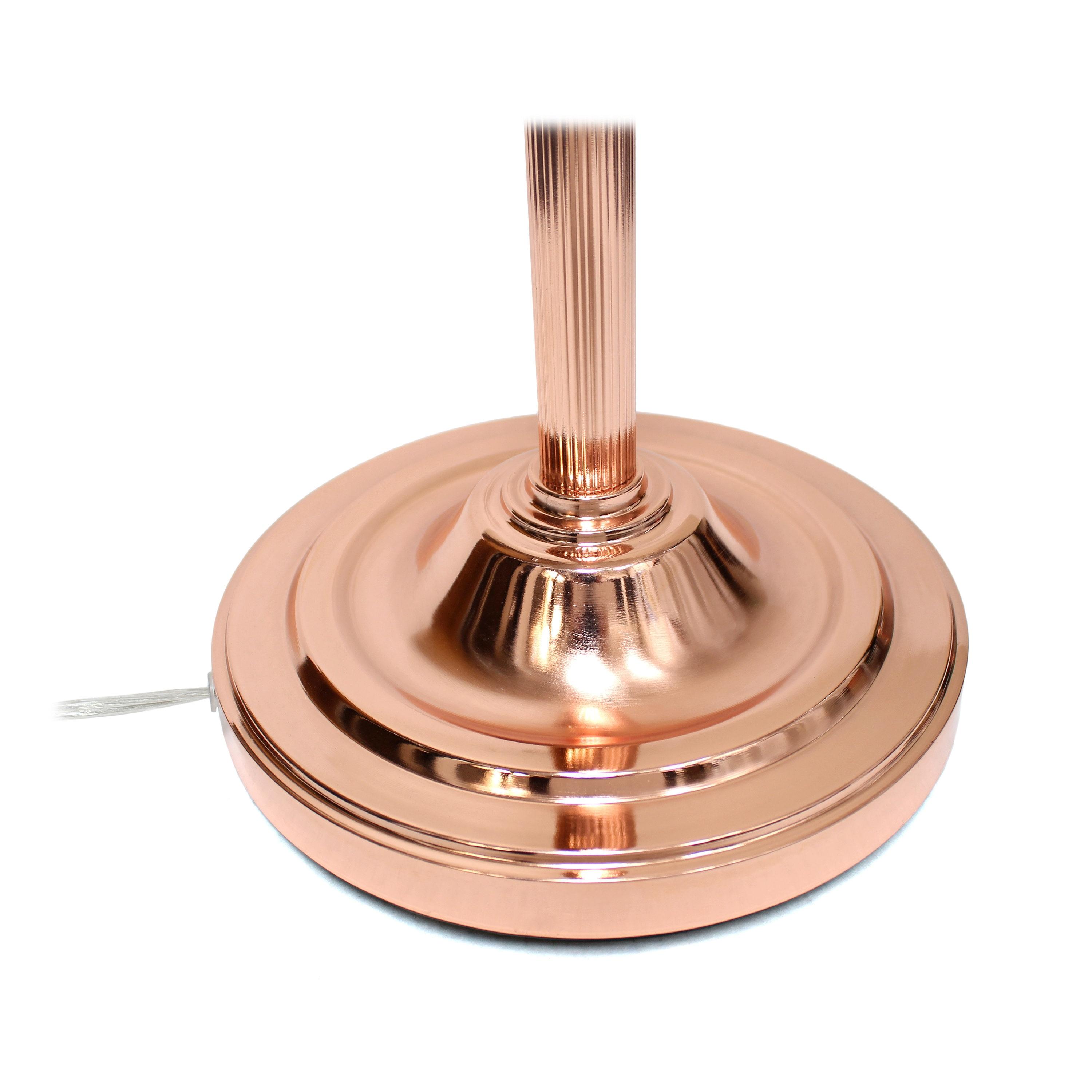 Torchiere Floor Lamp with Reading Light and Marble Glass Shade Rose Gold - Lalia Home: Adjustable, UL Listed, Metal Base