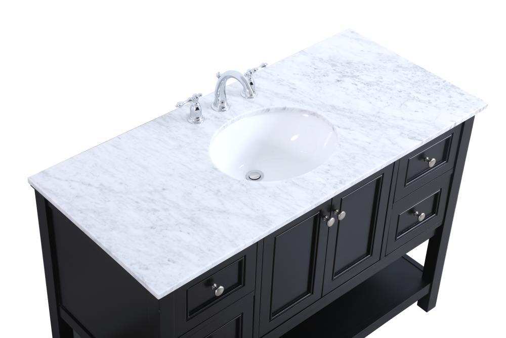 Elegant Decor Metropolis 48" Single Marble Top Bathroom Vanity in Black