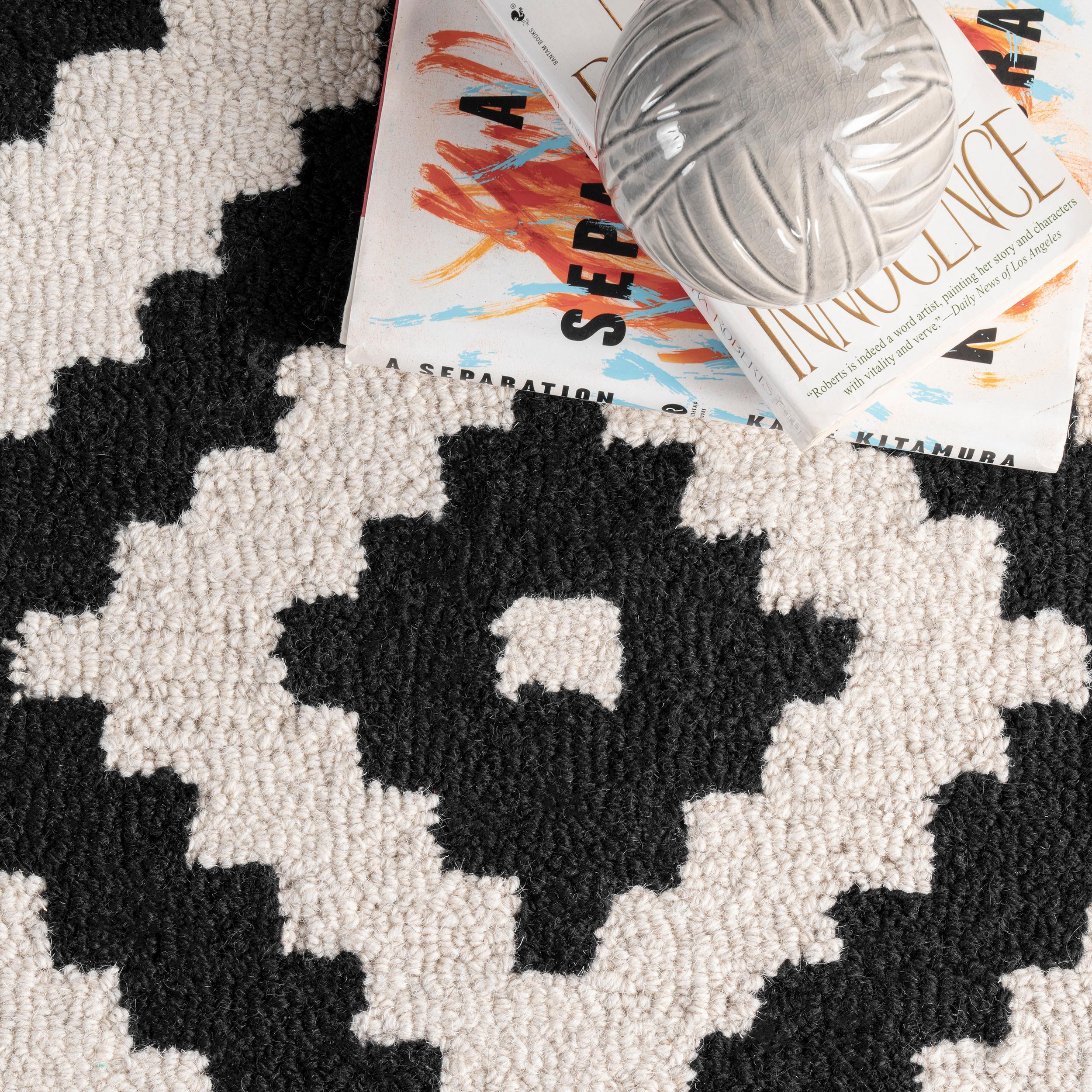Nuloom Kellee Geometric 3x5 Wool Accent Indoor Area Rug for Living Room Bedroom Dining Room Entryway Kitchen, Beige/Brown