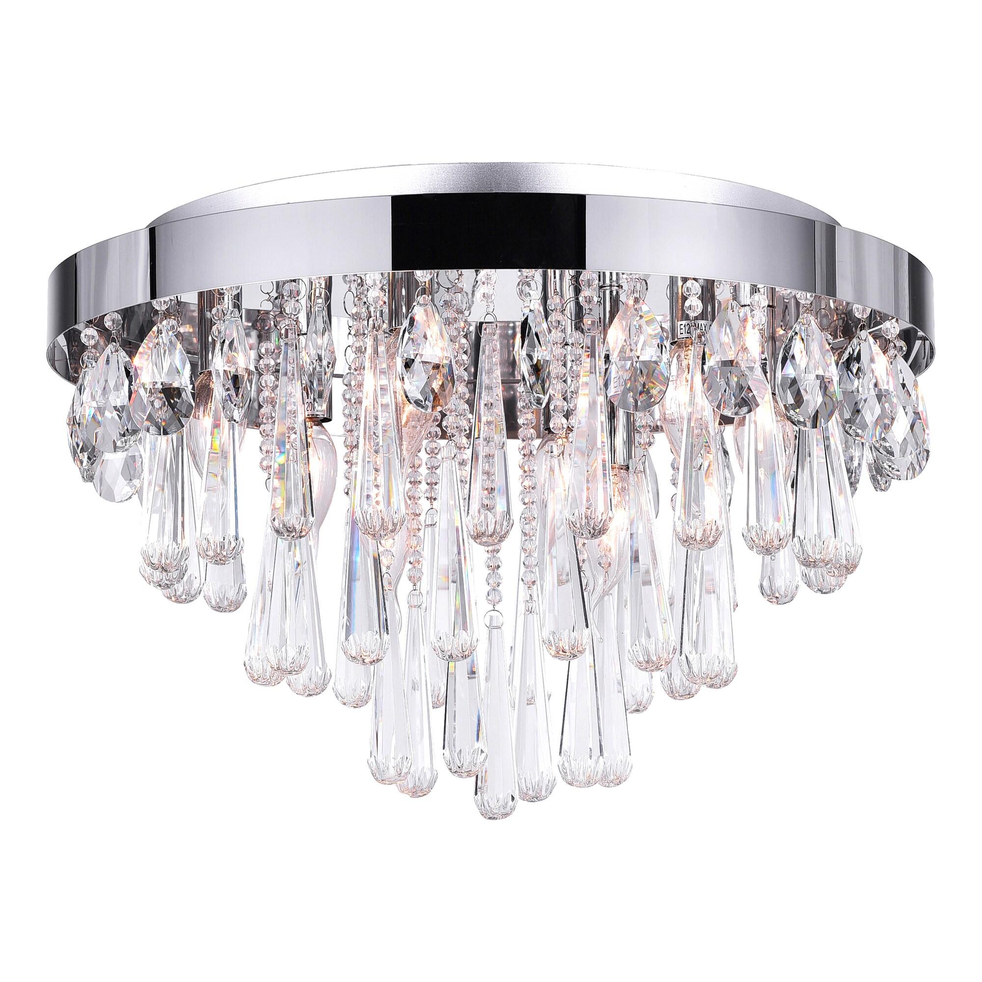 Vast 8-Light Chrome Crystal Flush Mount Ceiling Fixture