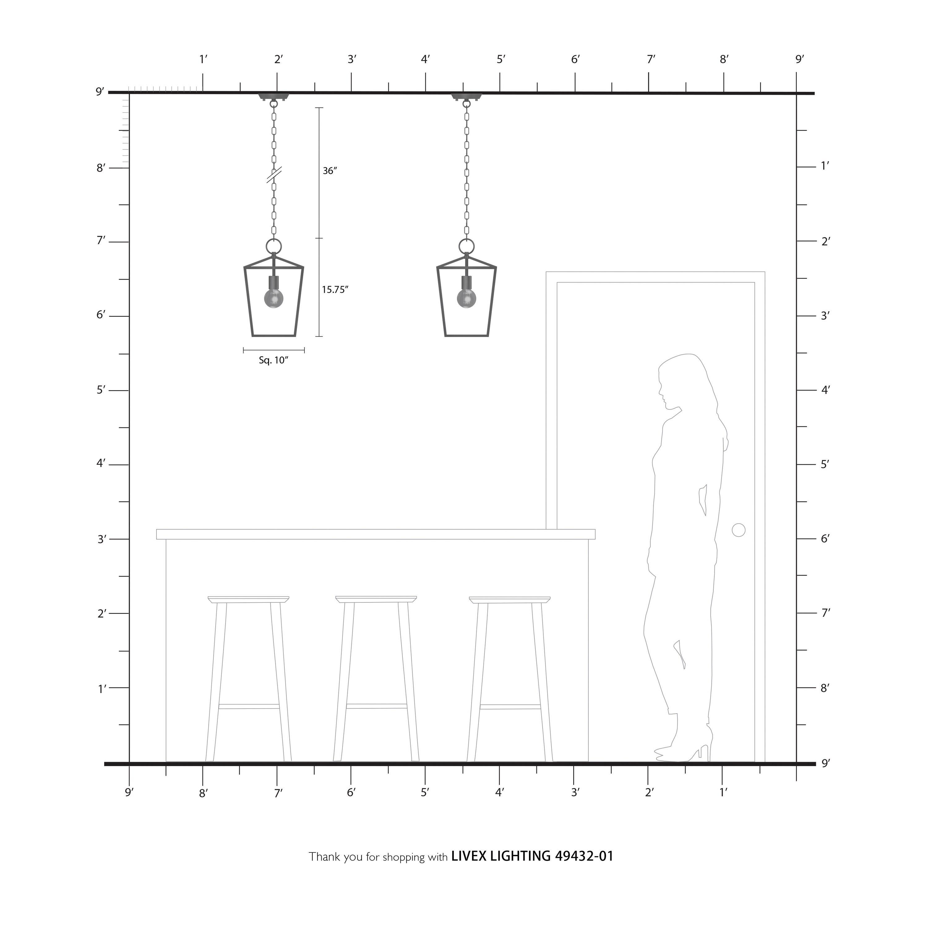 10 Sq. inch 1 Light Convertible Lantern Pendant Lighting Fixture