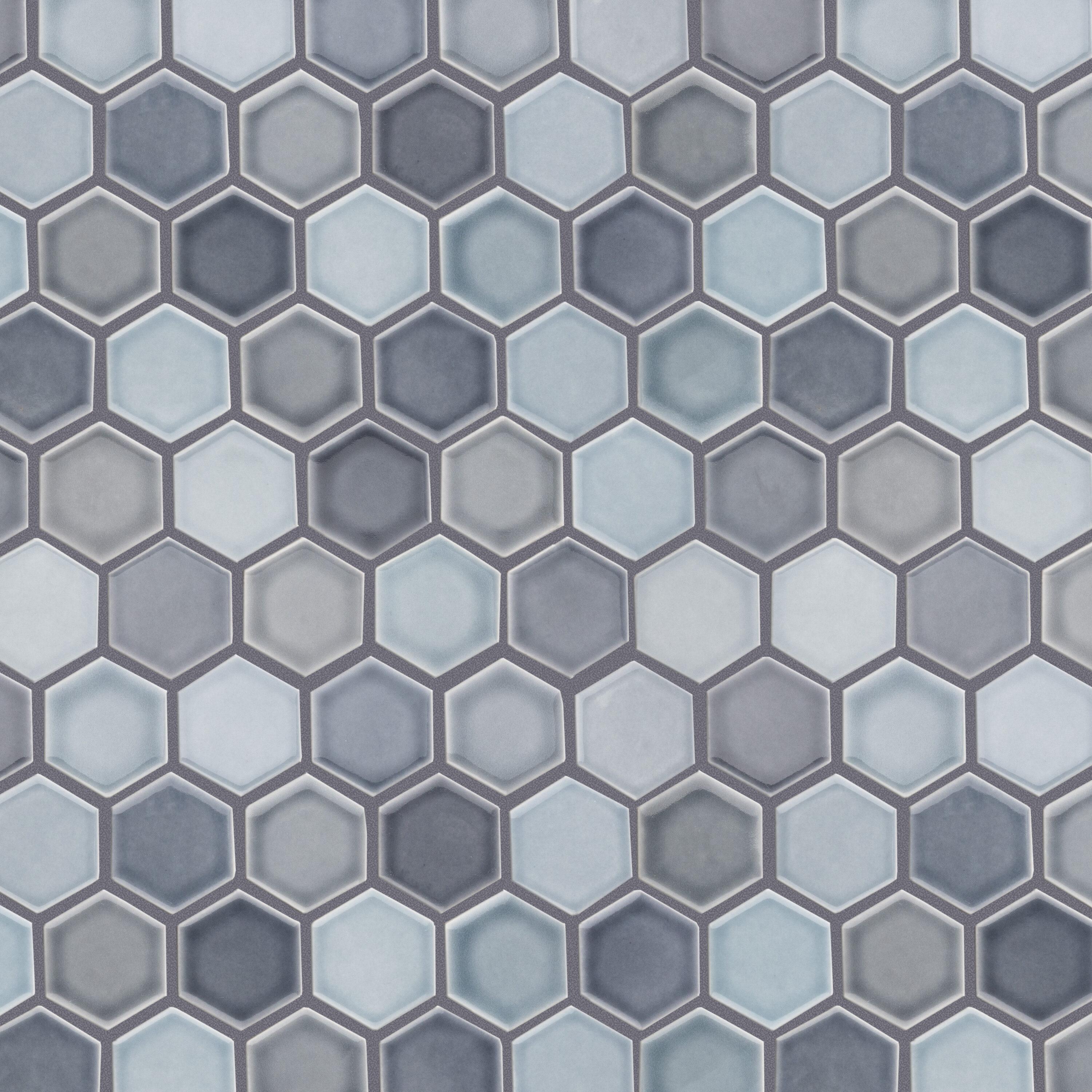 Merola Tile Hudson Due 2" Hex 10-7/8 " x 12-5/8 " Porcelain Mosaic Floor and Wall Tile