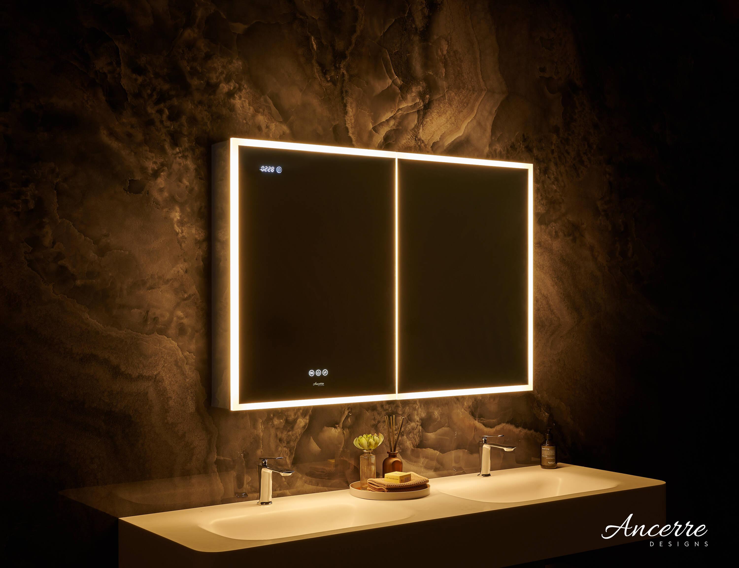 Ancerre Designs Pagani LED Mirror Medicine Cabinet With Defogger, Dimmer, Magnifier & USB Outlet